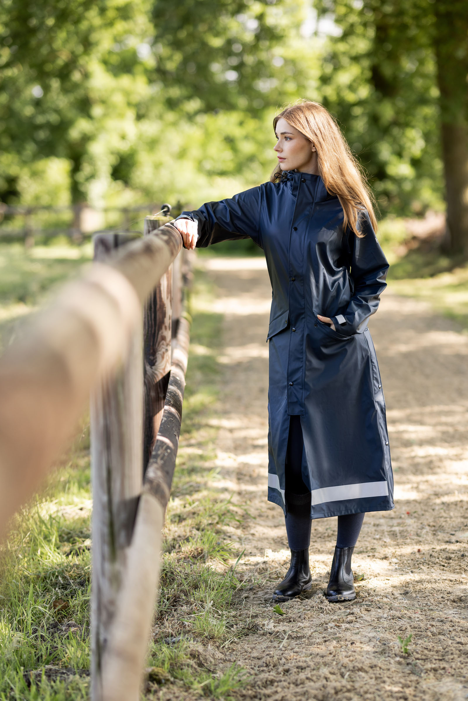 Horze Hazel Impermeabile lungo da equitazione con spacchi da donna