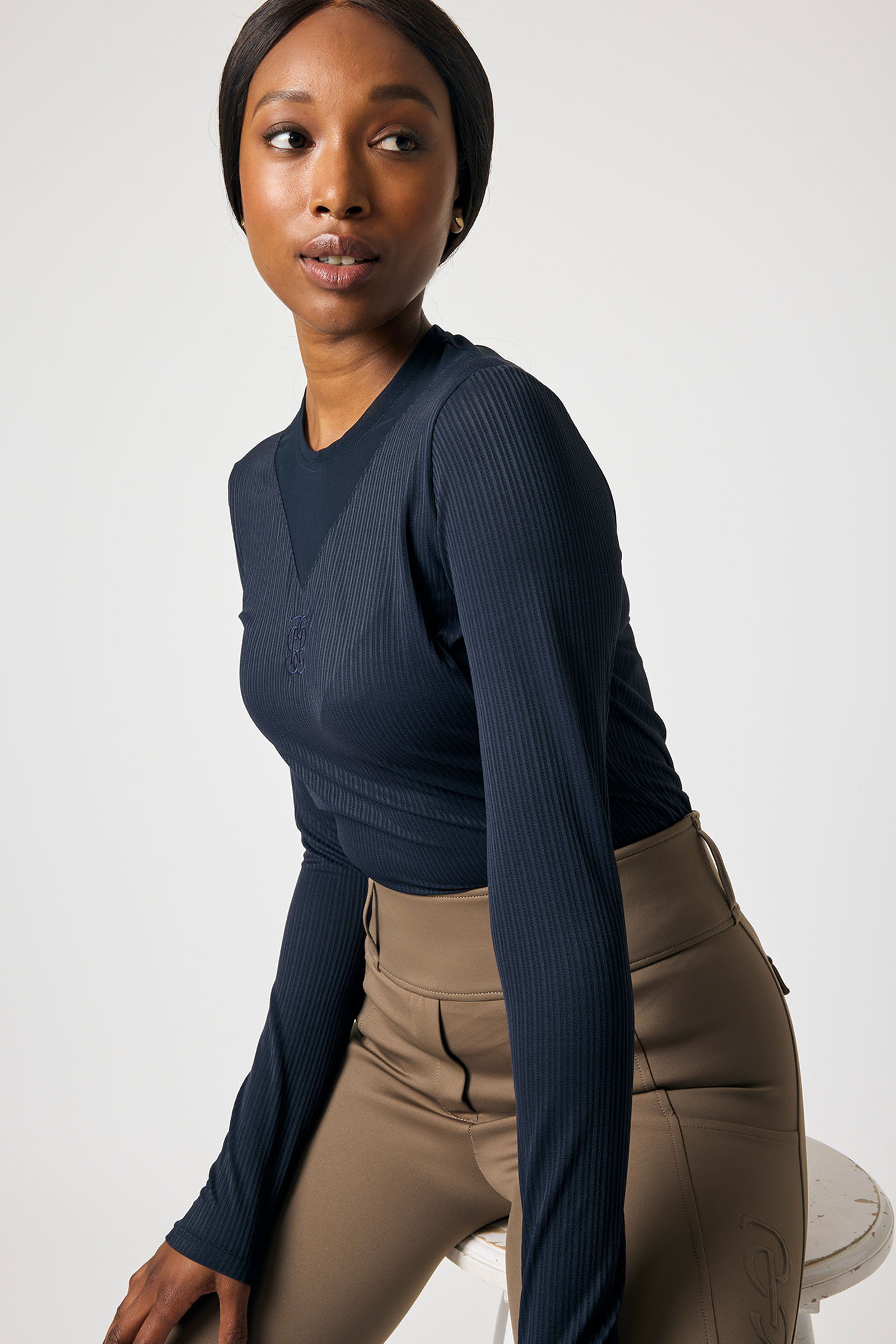 PS of Sweden Leandra L/S Maglia in Mesh a Righe