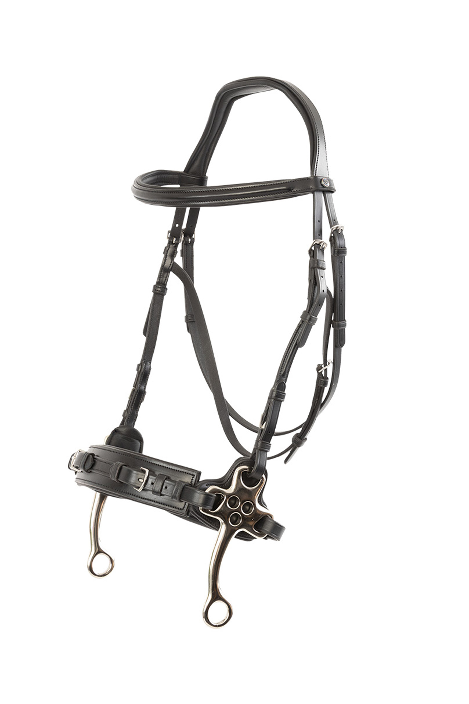 Black/Silver Trust Equestrian Bridle Sopot Hackamore Bridle, Cheeks 16 Cm