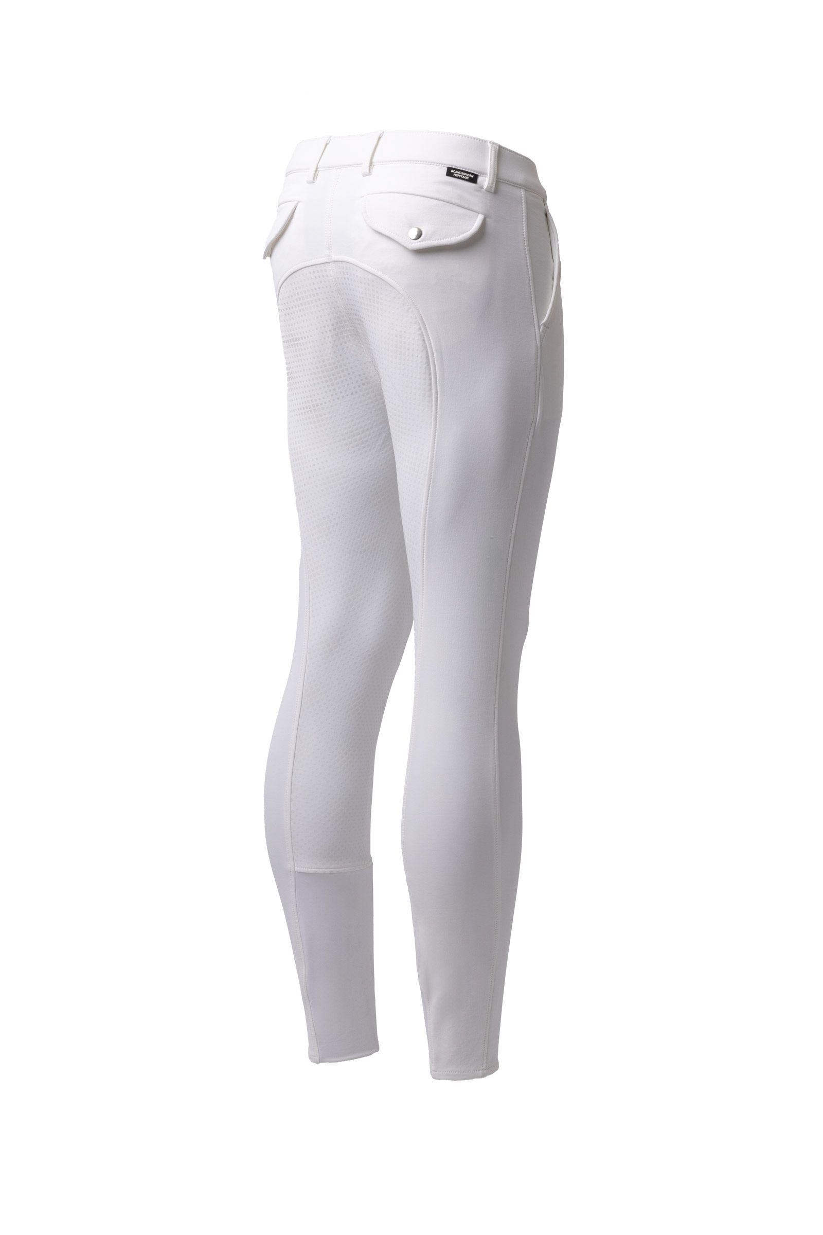 Bianco Horze Grand Prix pantaloni da equitazione da uomo con full seat in silicone UPF 50+