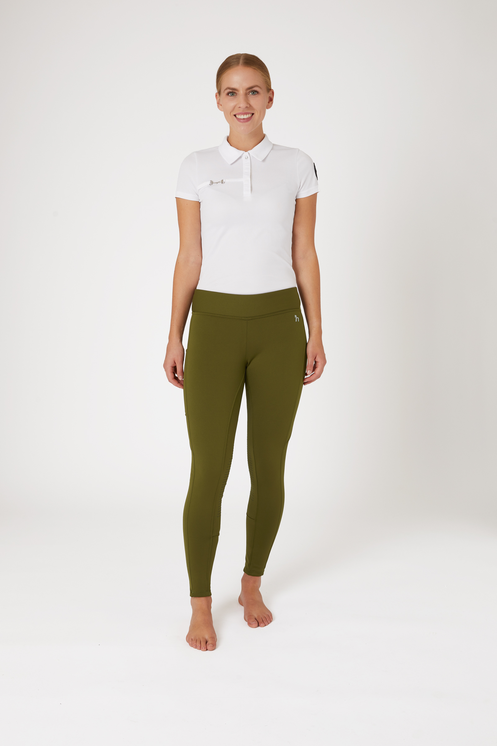 Horze Active Leggins invernali da equitazione per donna con grip al ginocchio e tasca per telefono