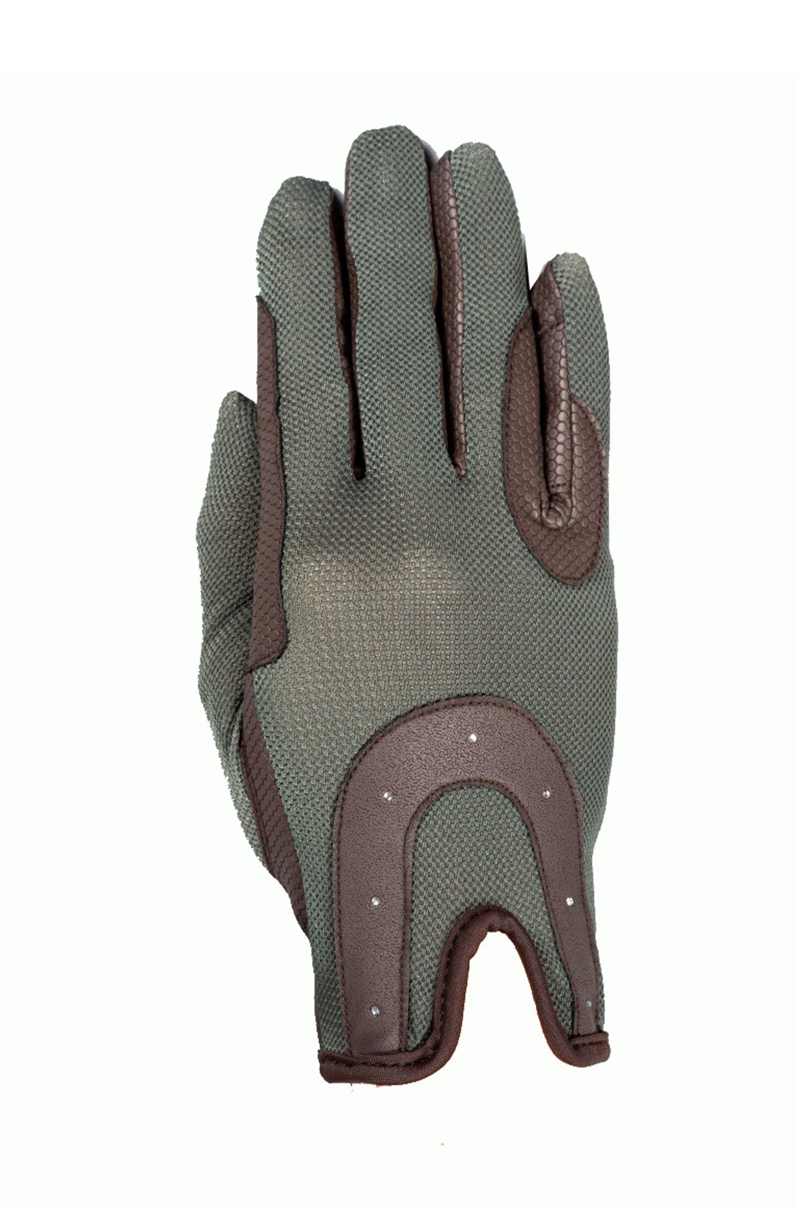 Brown/Pistachio RSL GOOD LUCK guanti da equitazione con dorso in mesh