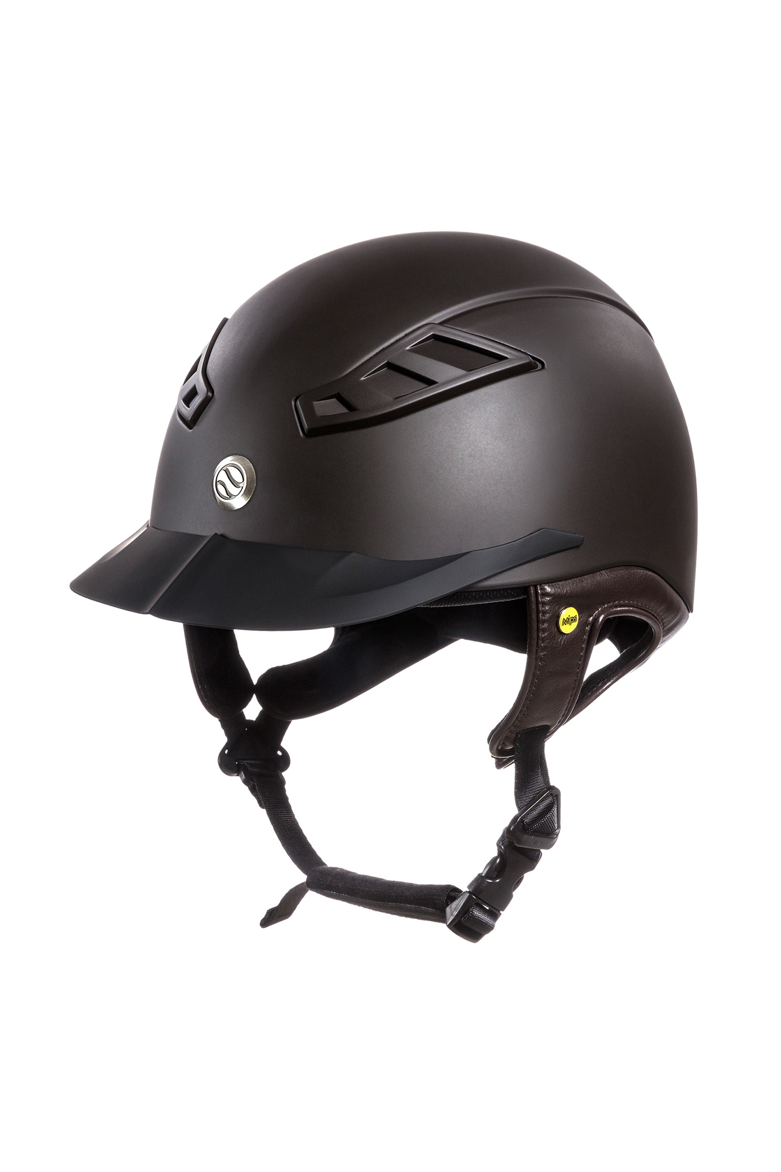 Brown Back on Track EQ3 MIPS Casco da equitazione con superficie superiore liscia