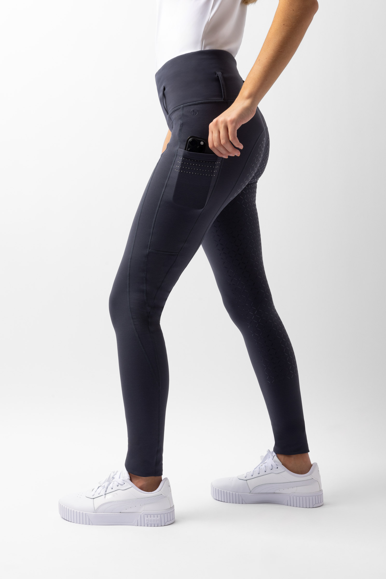 Leggings da equitazione con grip completo Horze Serena per la mezza stagione