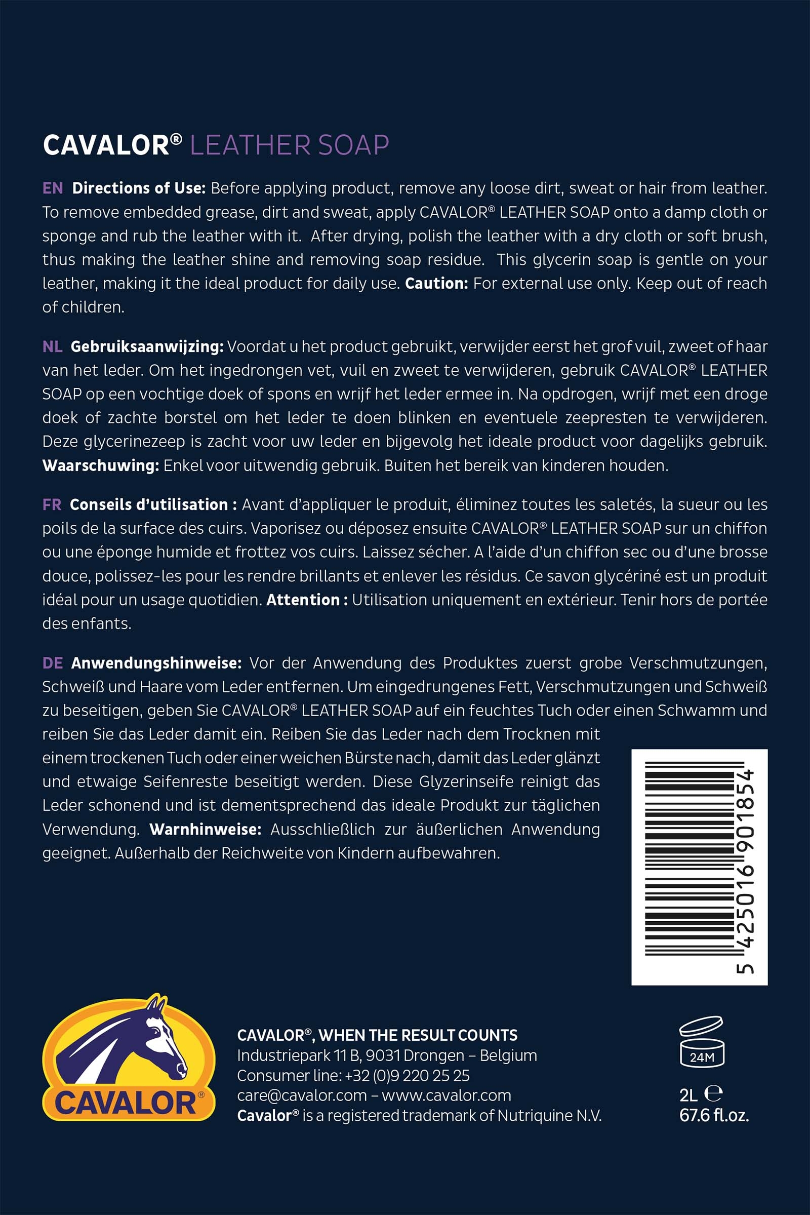 Cavalor Detergente spray per cuoio in edizione limitata, Leathercare, 2l