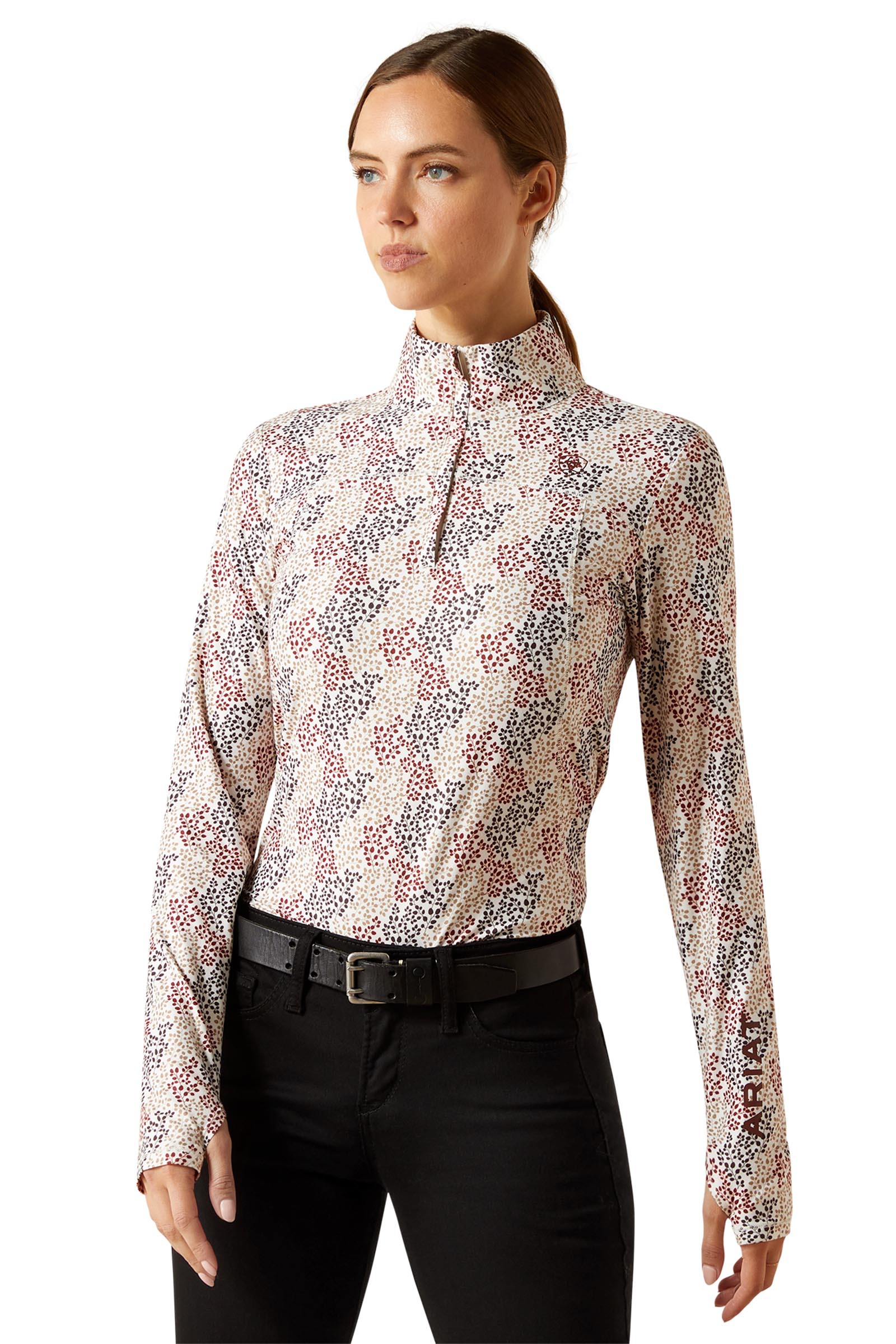 Leafy Print Ariat Lowell 3.0 Women&acute;s 1/4 Zip Baselayer Shirt