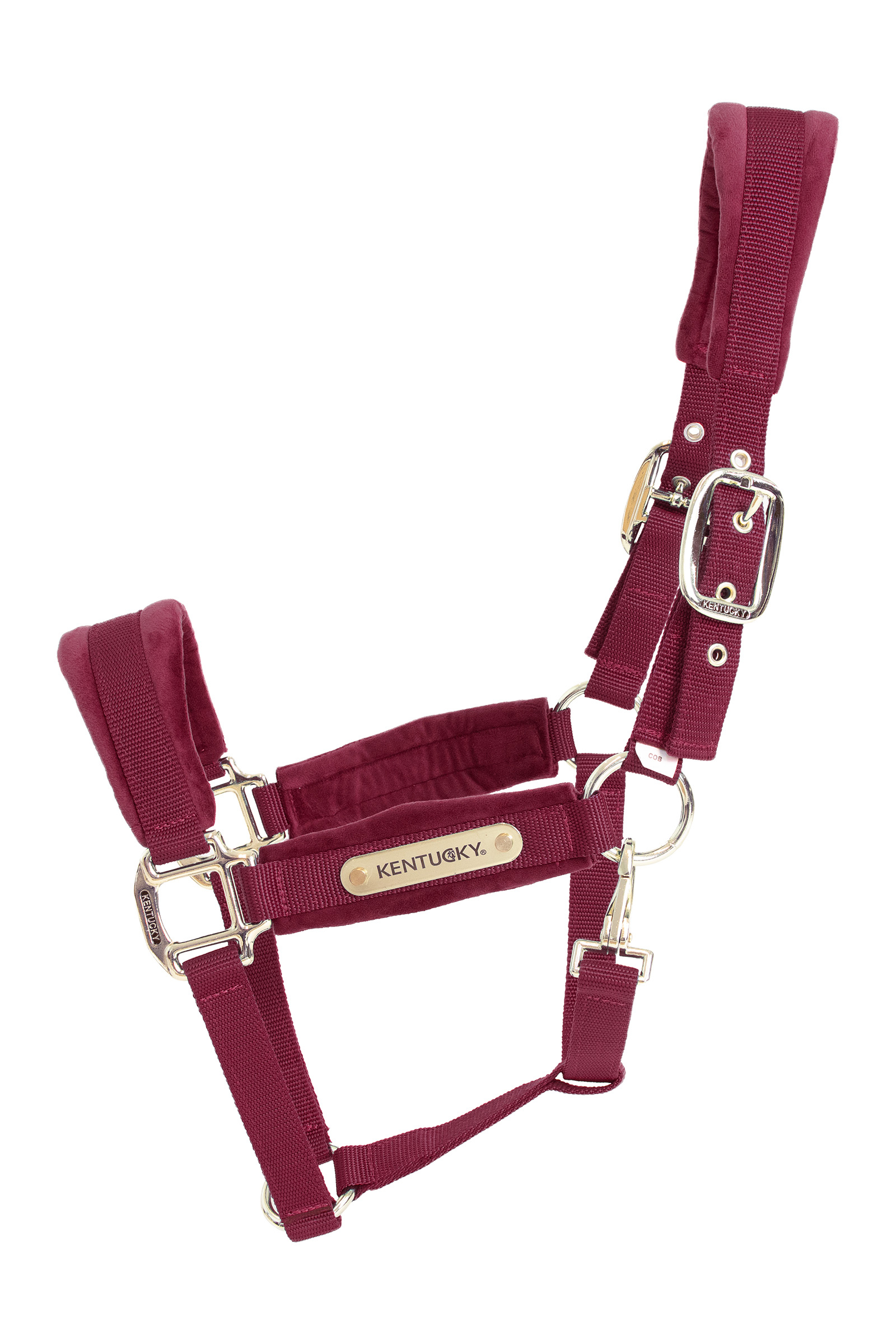 Burgundy Dark Red Kentucky Horsewear Cavezza con velluto