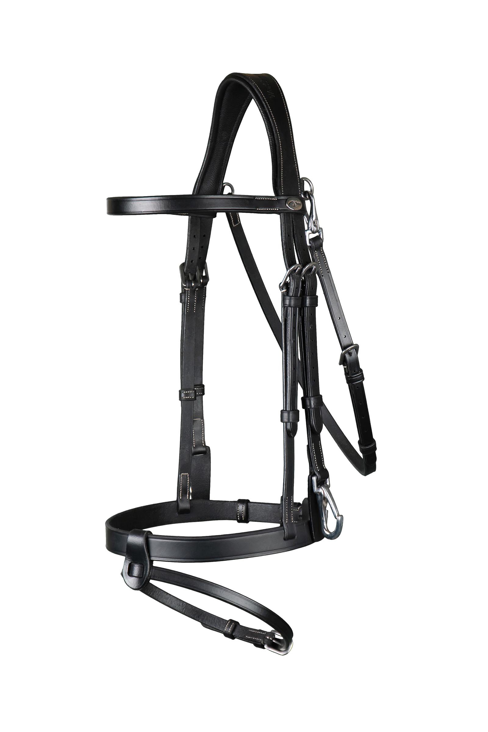 Dy'on Working testiera in cuoio piatto con moschettoni