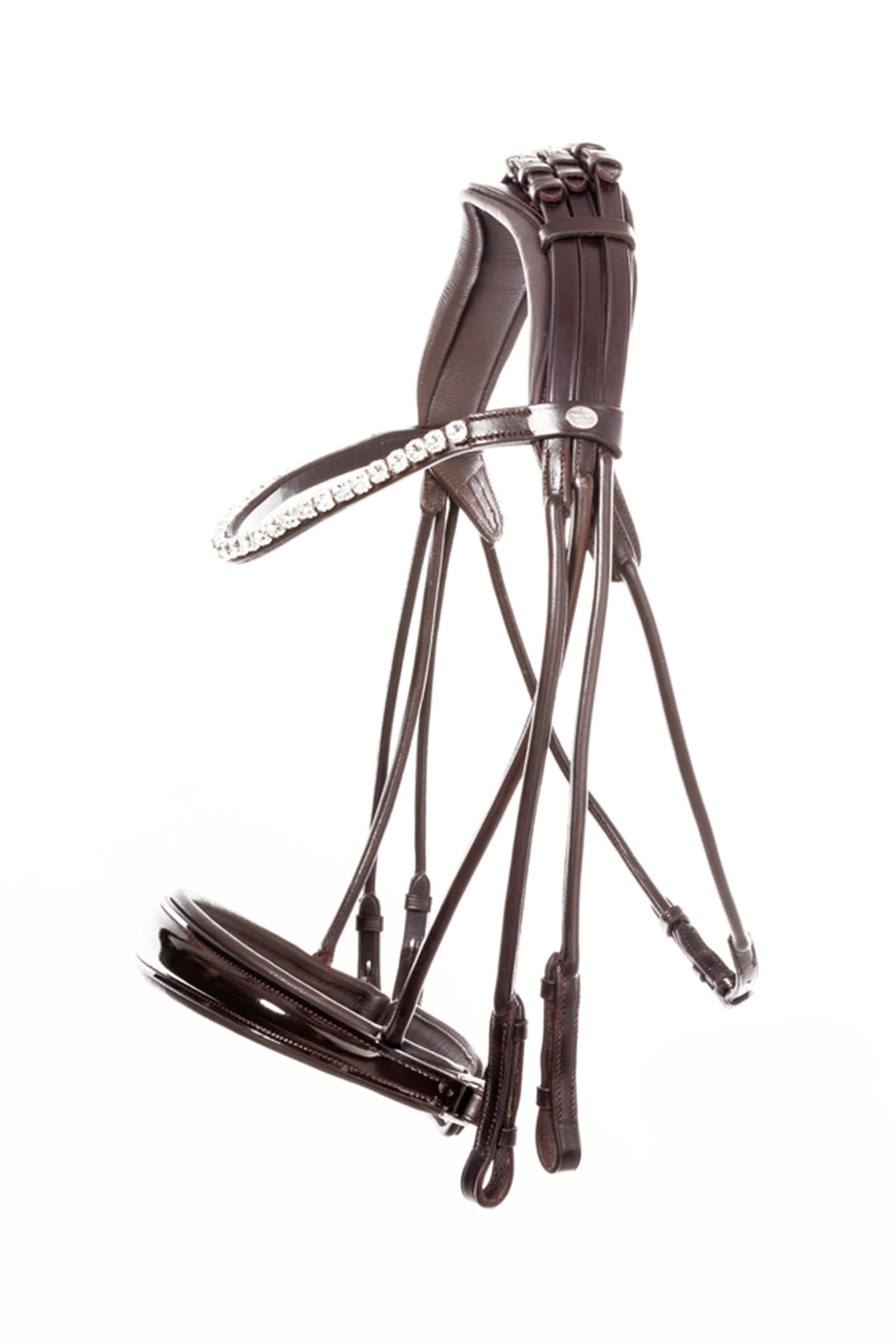 Brown-Patent/Brown Kavalkade Fleur briglia doppia