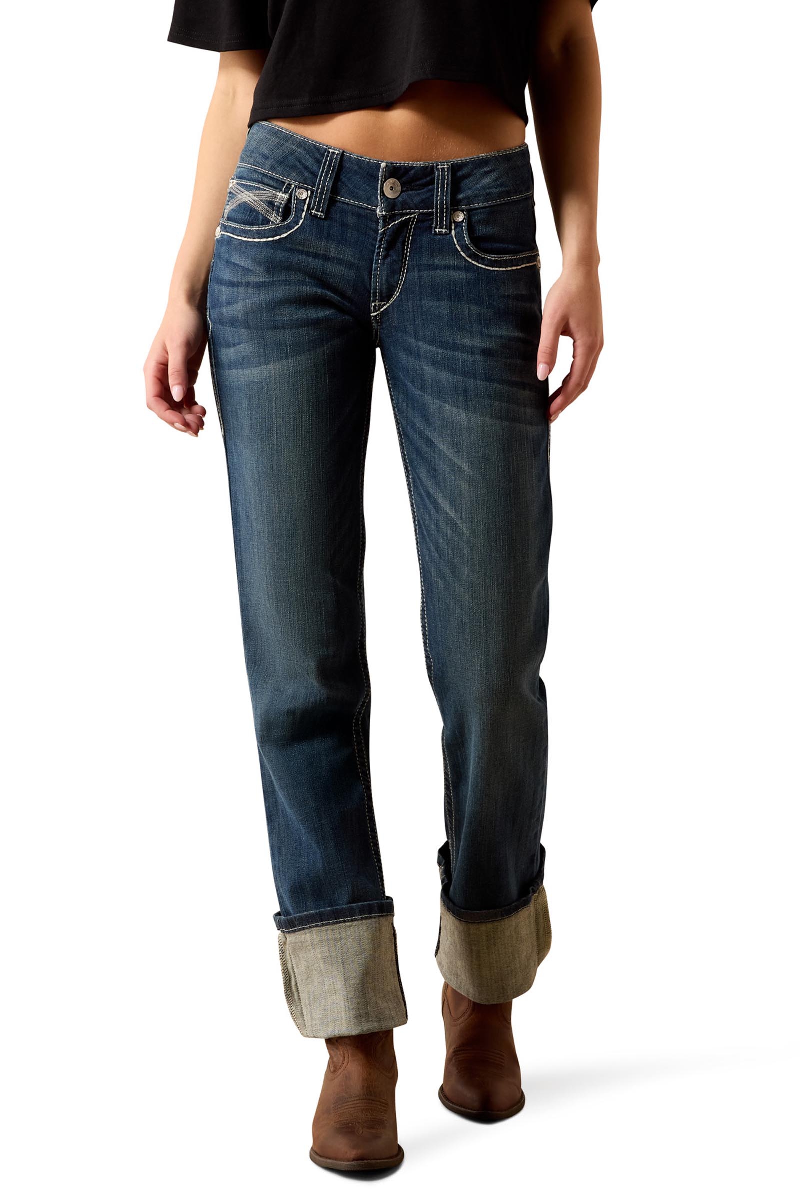 Ariat R.E.A.L. Mid Rise Stretch Ivy Stackable Straight Leg Jeans donna stretch a gamba dritta a vita media
