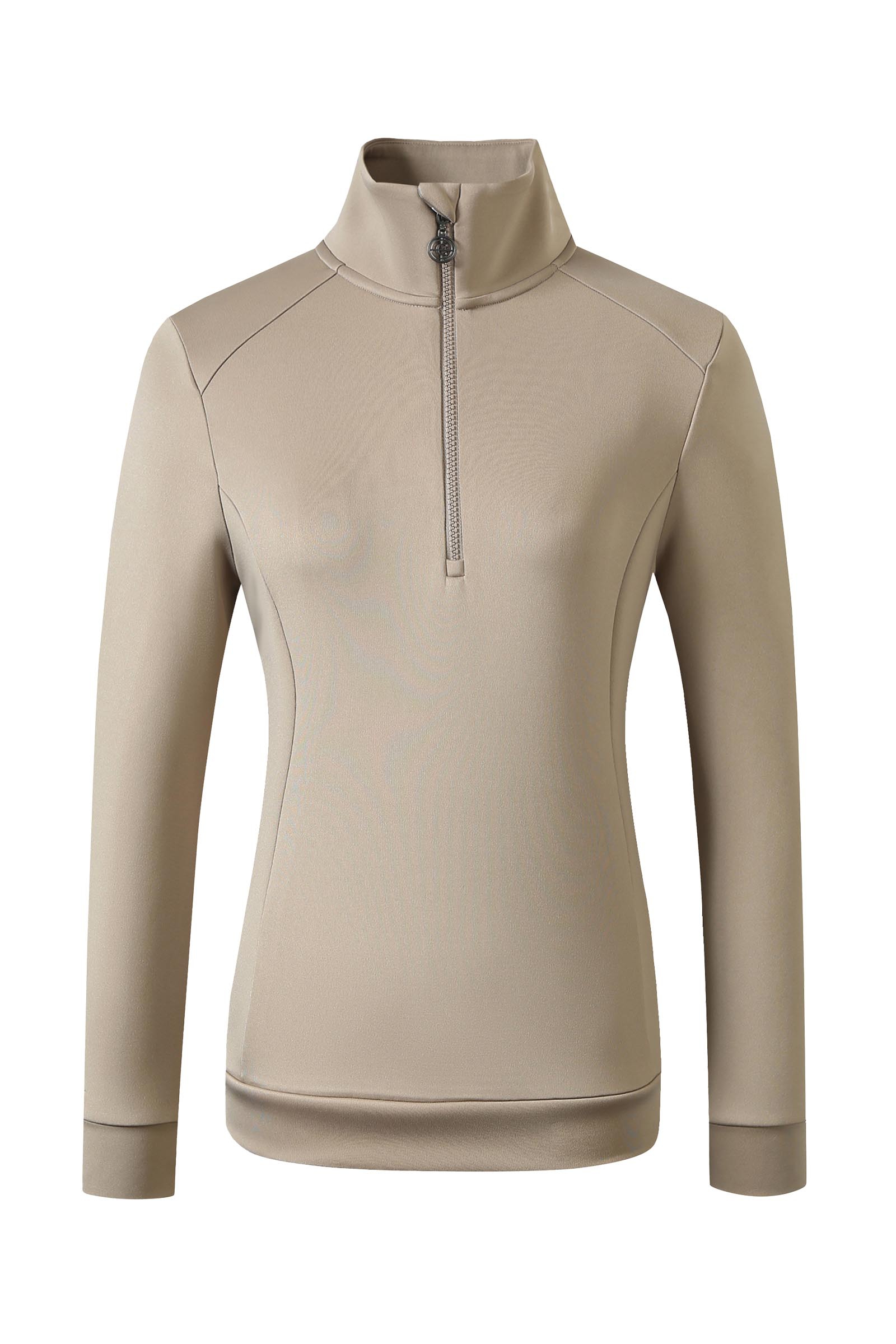 Beige Covalliero felpa da donna con mezza zip SS25  