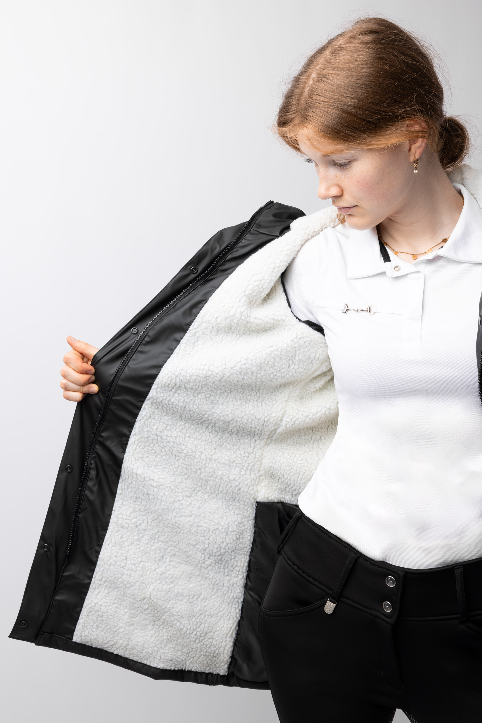 Horze Billie Giacca antipioggia in PU con pile da donna