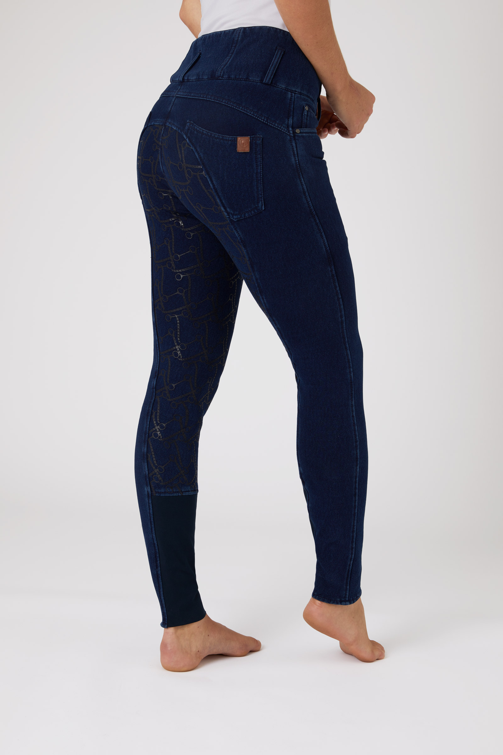 Horze Kacy Pantaloni da equitazione in thermo denim con full seat da donna