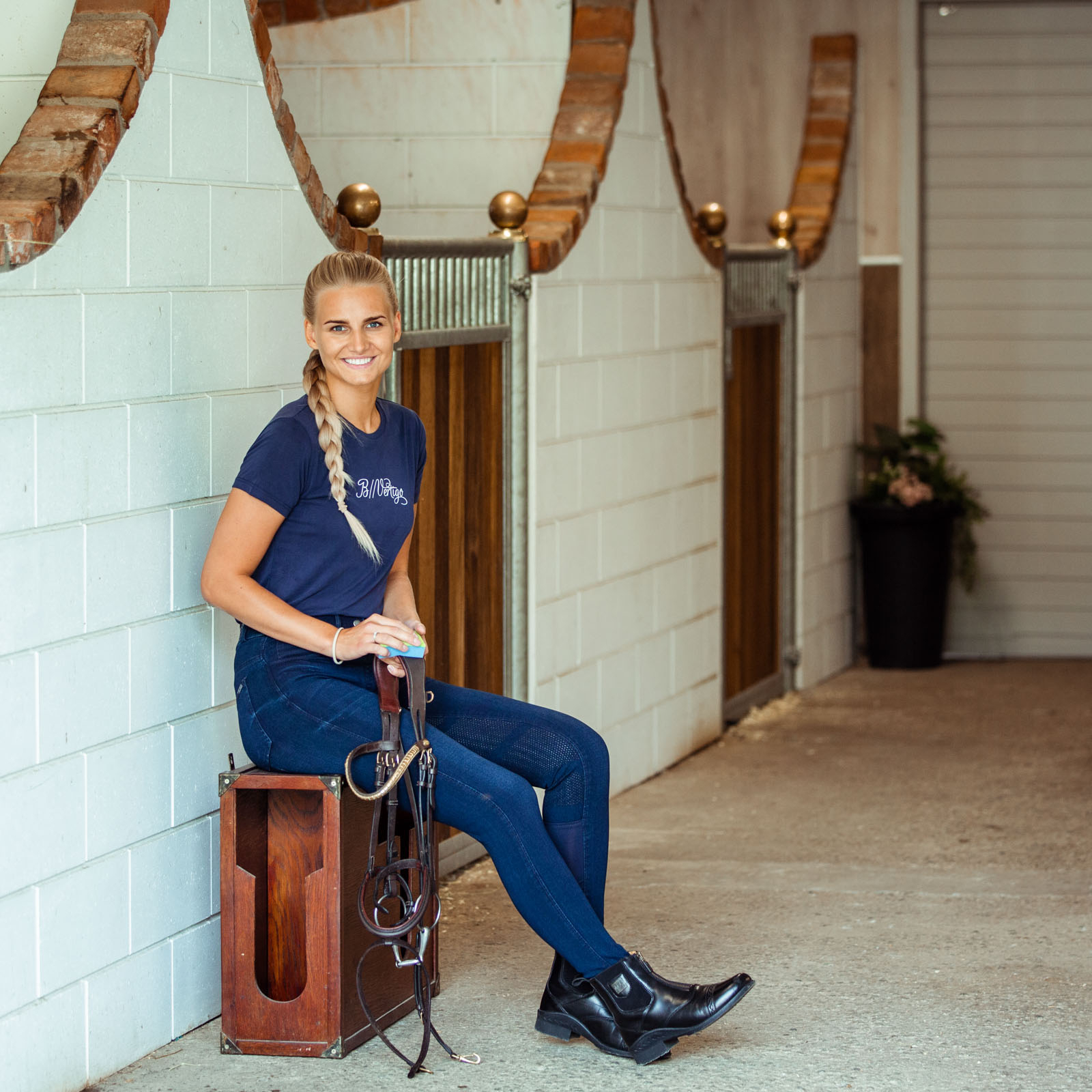 B Vertigo Elle Pantaloni da equitazione in denim da donna con full seat in silicone