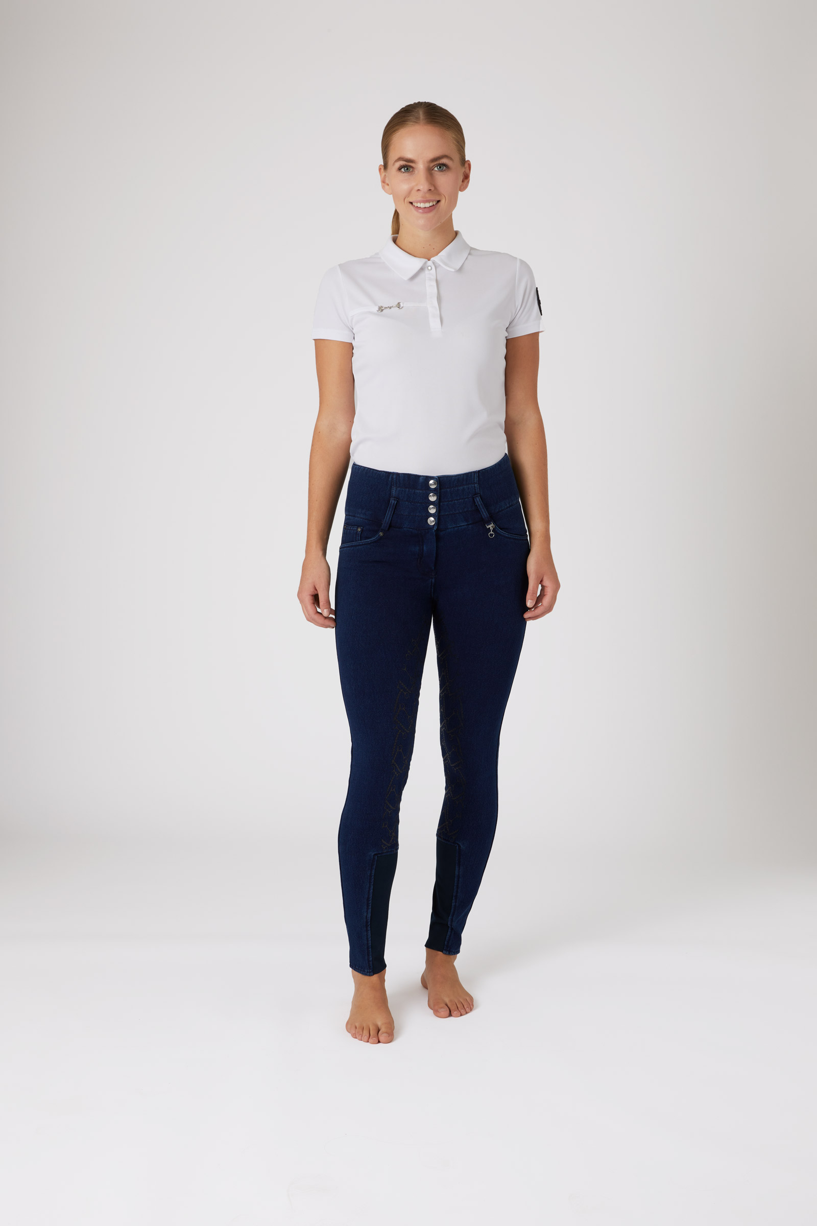 Horze Kacy Pantaloni da equitazione in thermo denim con full seat da donna