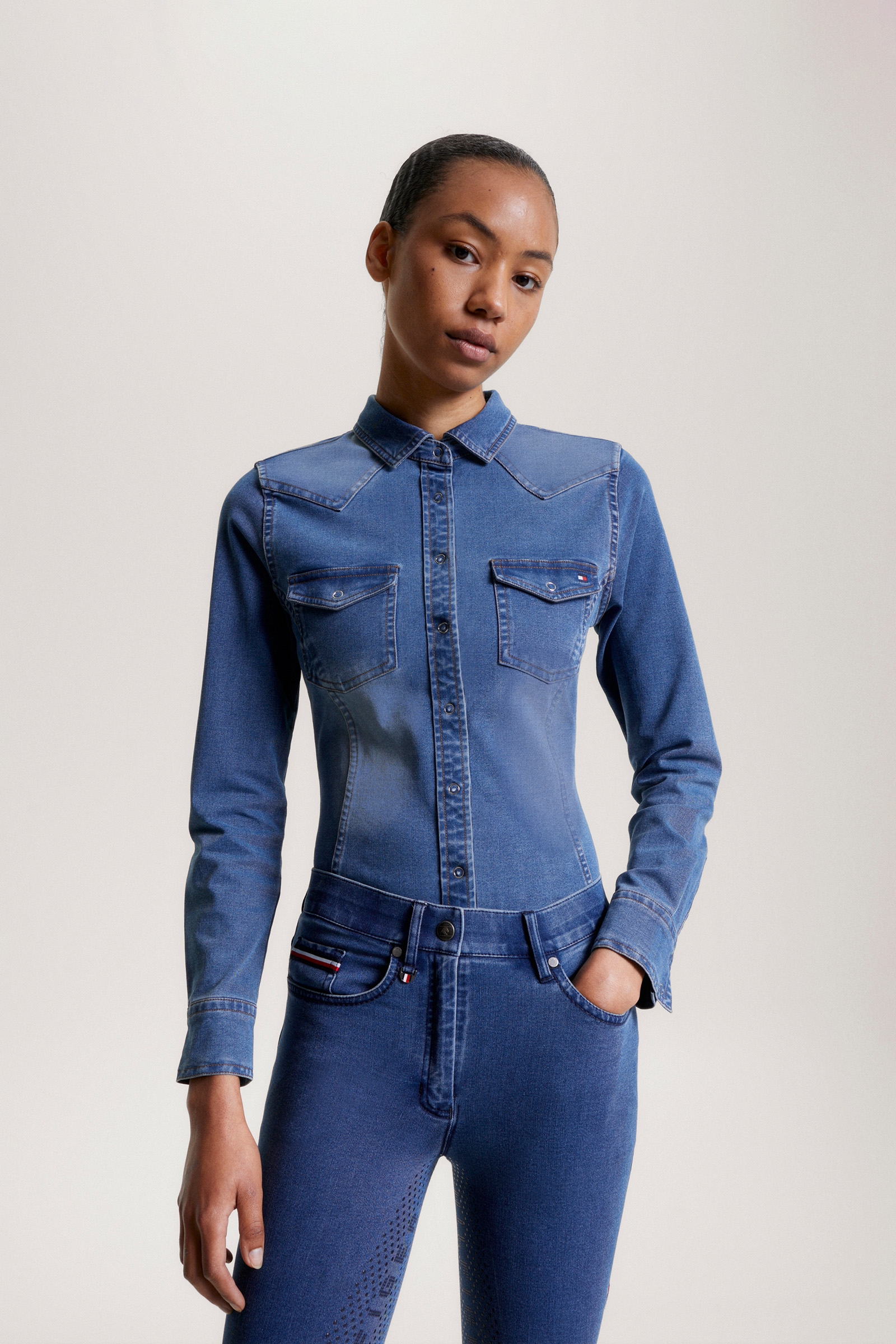Camicia in denim stretch Tommy Hilfiger Equestrian Woodside