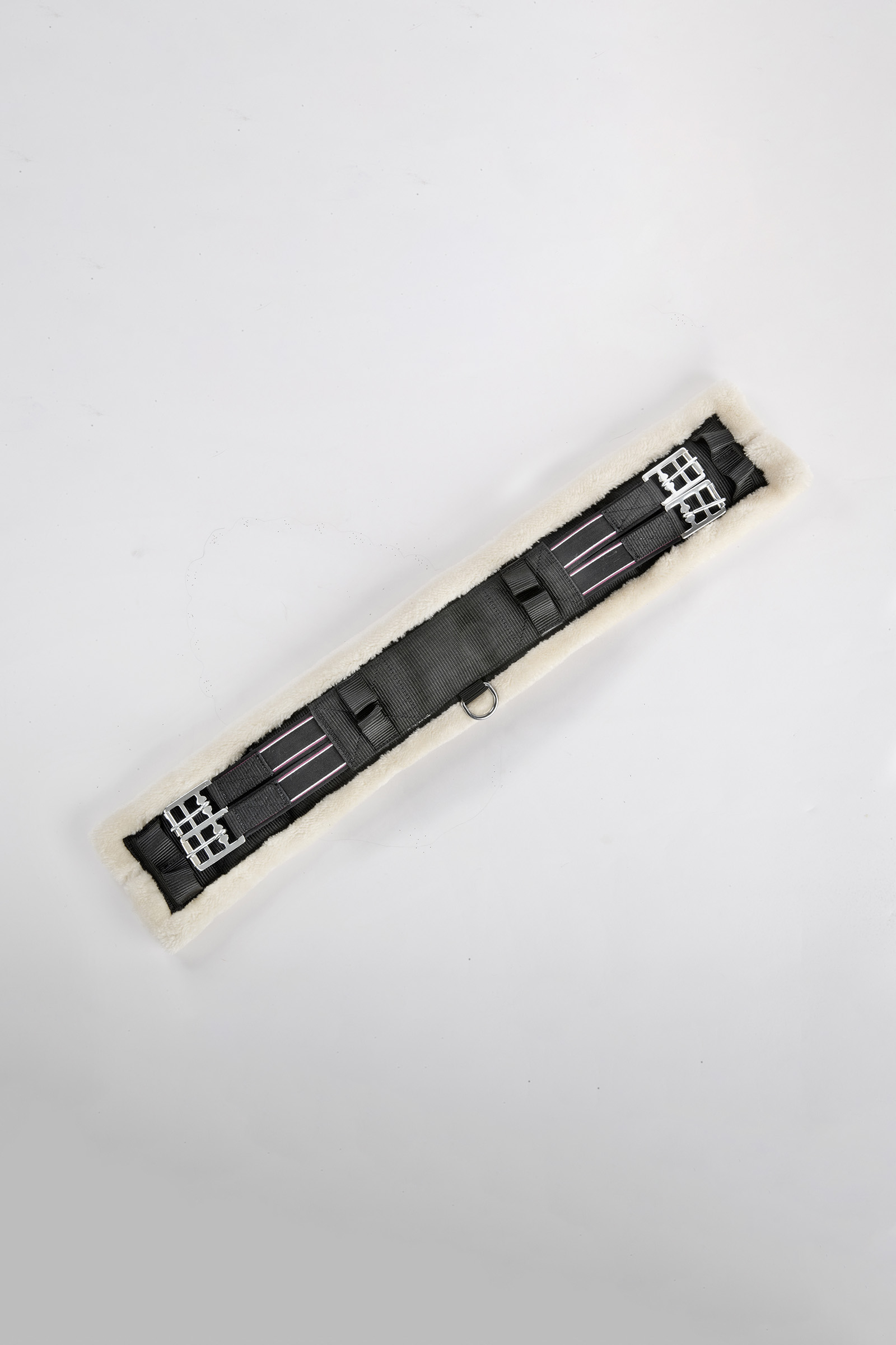 Black/Beige USG Sottopancia da dressage in nylon con imbottitura in pelliccia ecologica