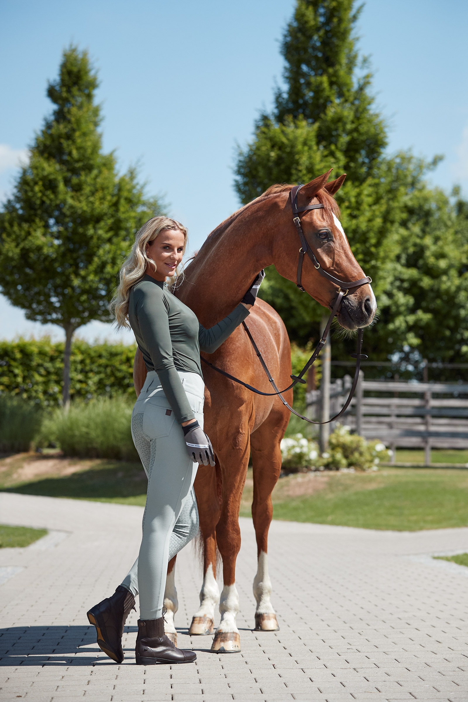 Horze Tara Pantaloni da equitazione a vita alta con full seat in silicone da donna