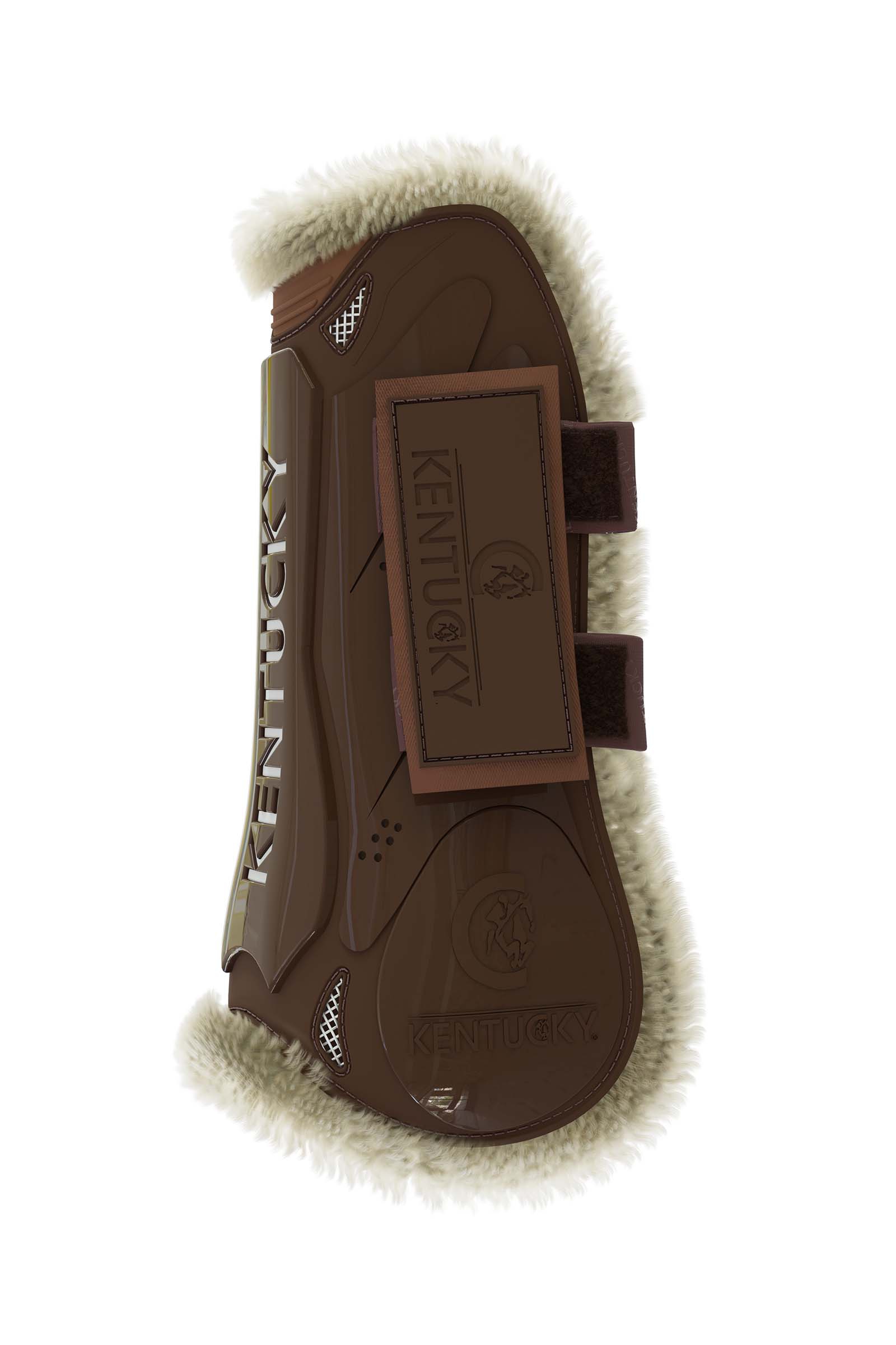 Brown Kentucky Horsewear Stivali paratedini in pelle vegana con chiusura a strappo