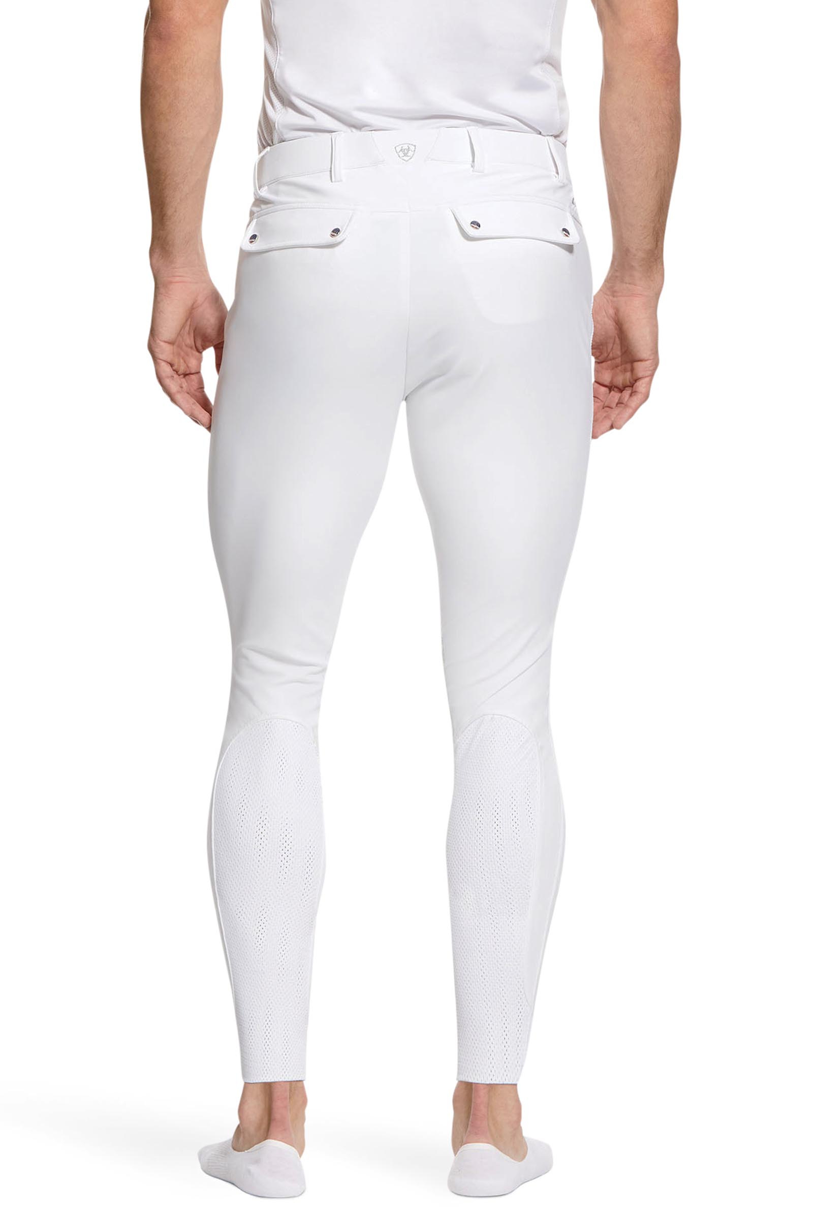 White Ariat Pantaloni da equitazione uomo Tri Factor Grip con rinforzo al ginocchio  