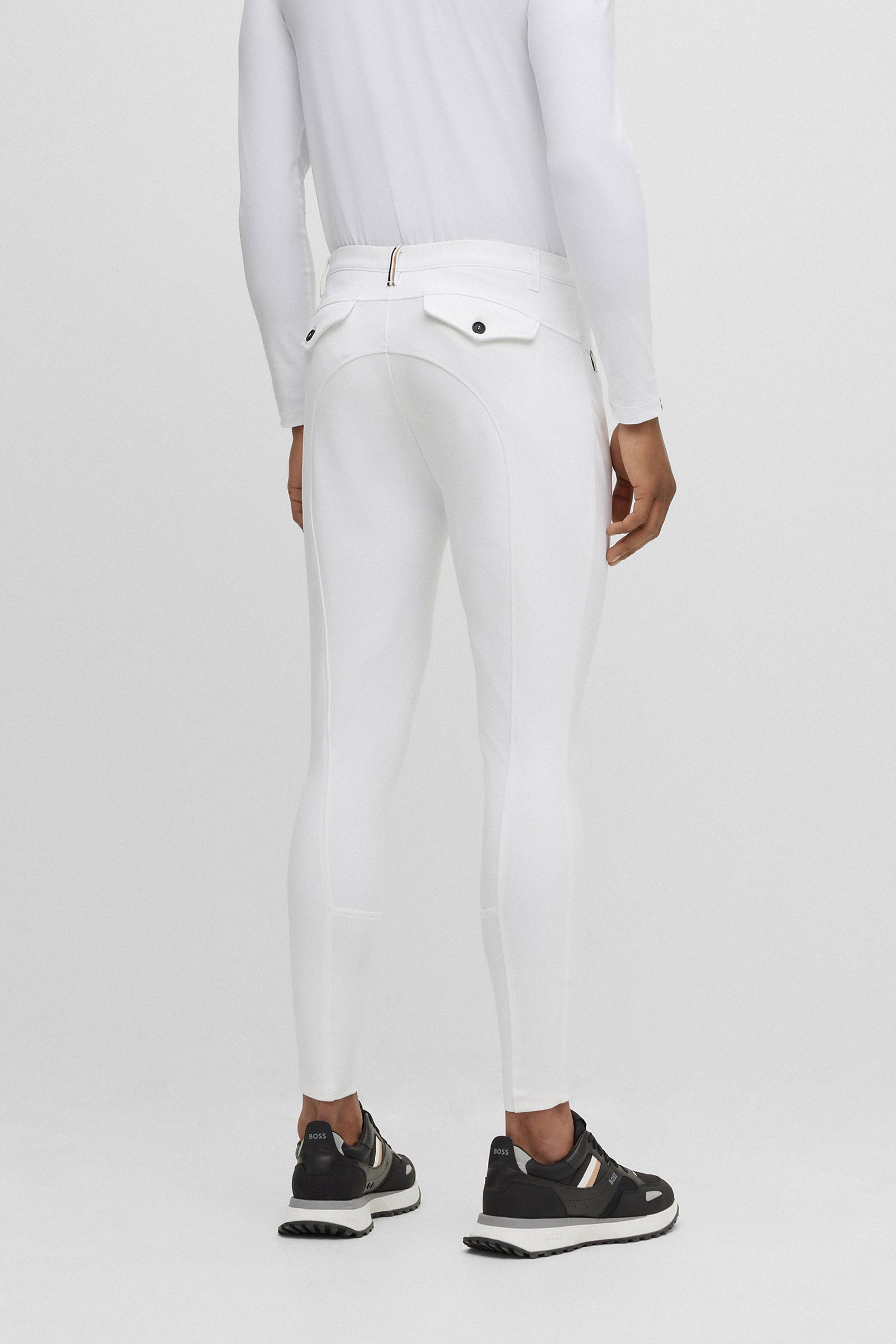 White Pantaloni da equitazione Boss Jim con grip completo