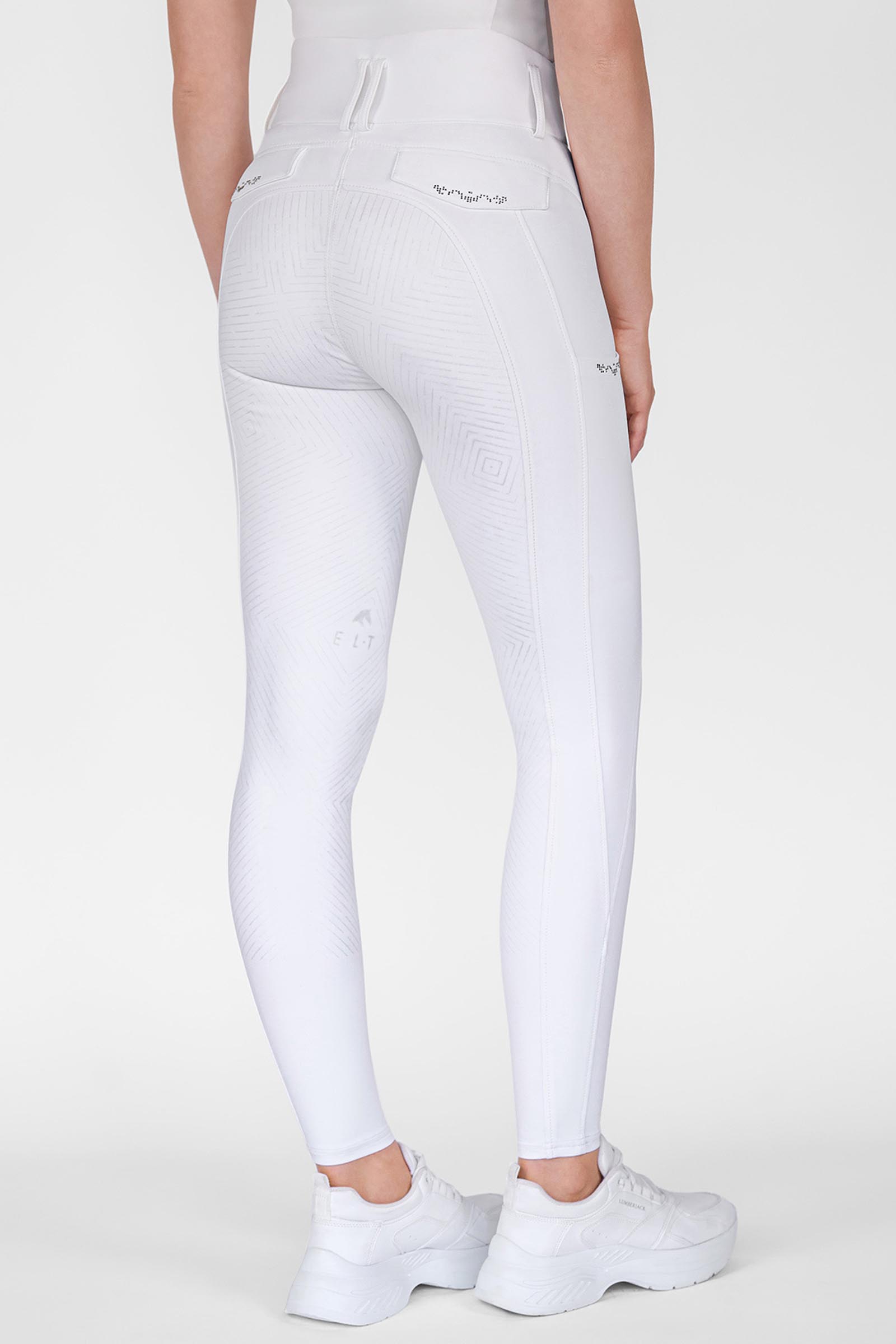 White ELT Comfort Ride Glam pantaloni da equitazione donna full grip