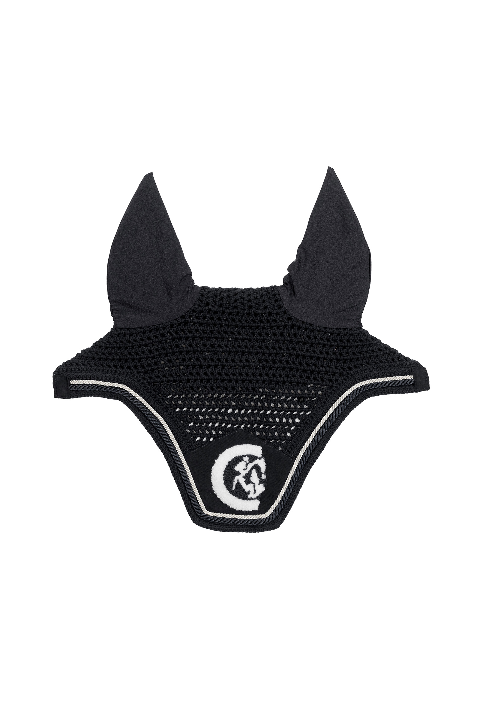 black Kentucky Horsewear maschera anti-insetti Wellington 3D Logo rope