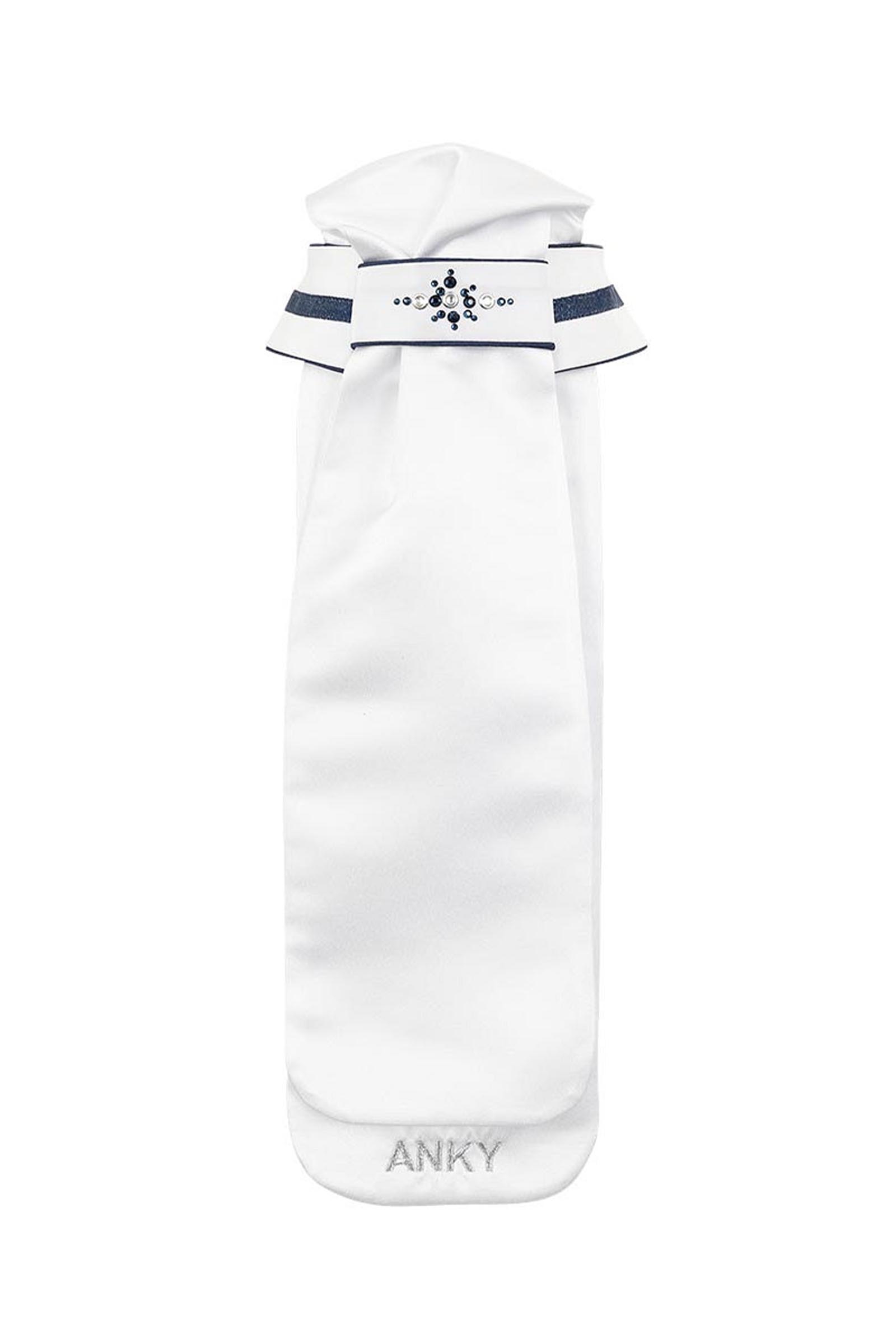 White/Navy ANKY Competition DeLuxe Stock tie donna con pietre