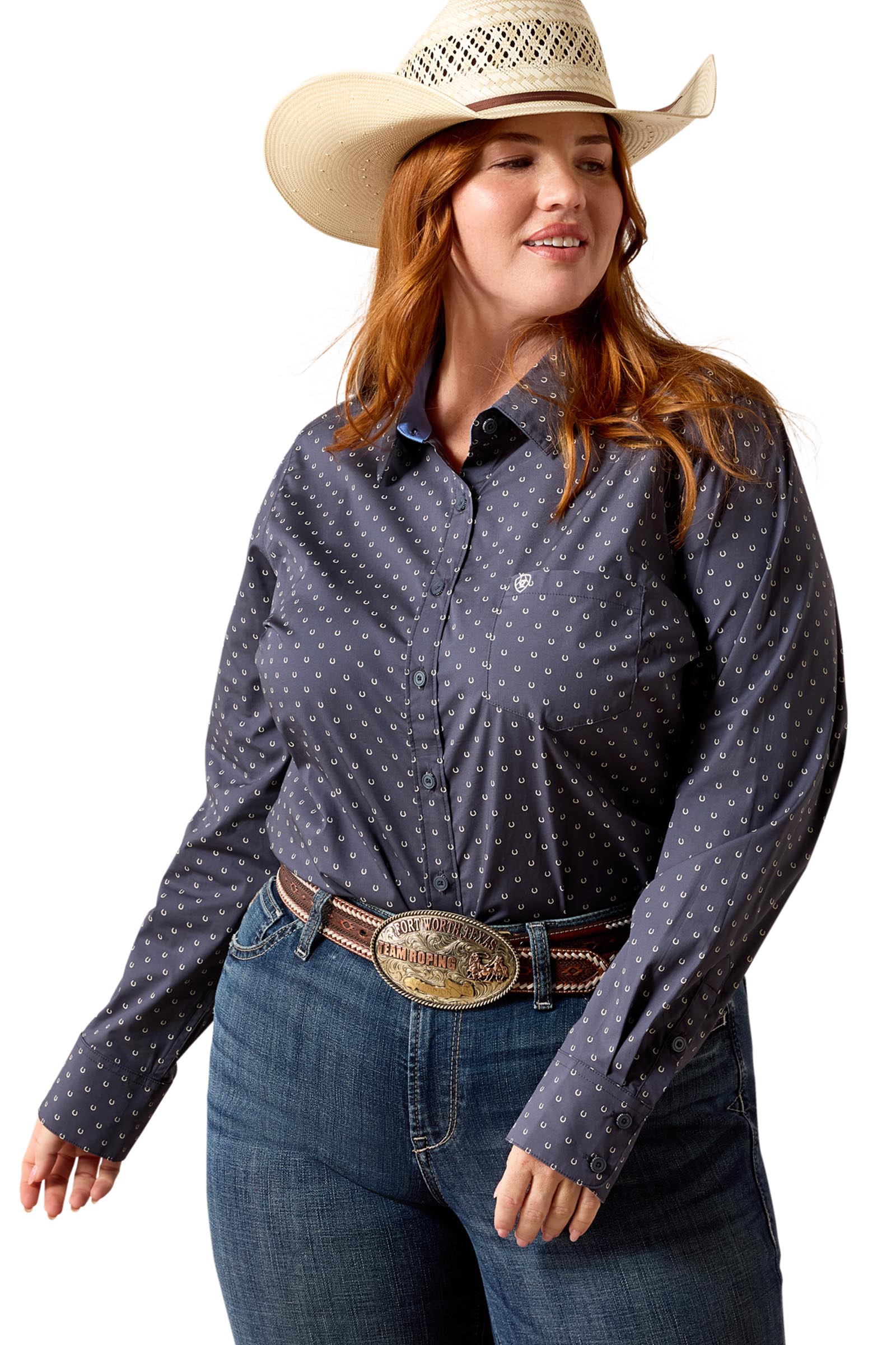 Ombre Blue Horseshoe Ariat Kirby Stretch Camicia western donna