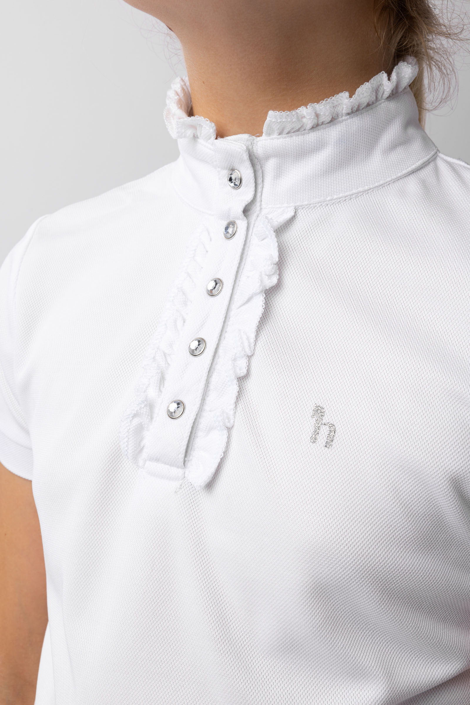 Horze Christel Camicia da spettacolo a maniche corte con volant da bambino