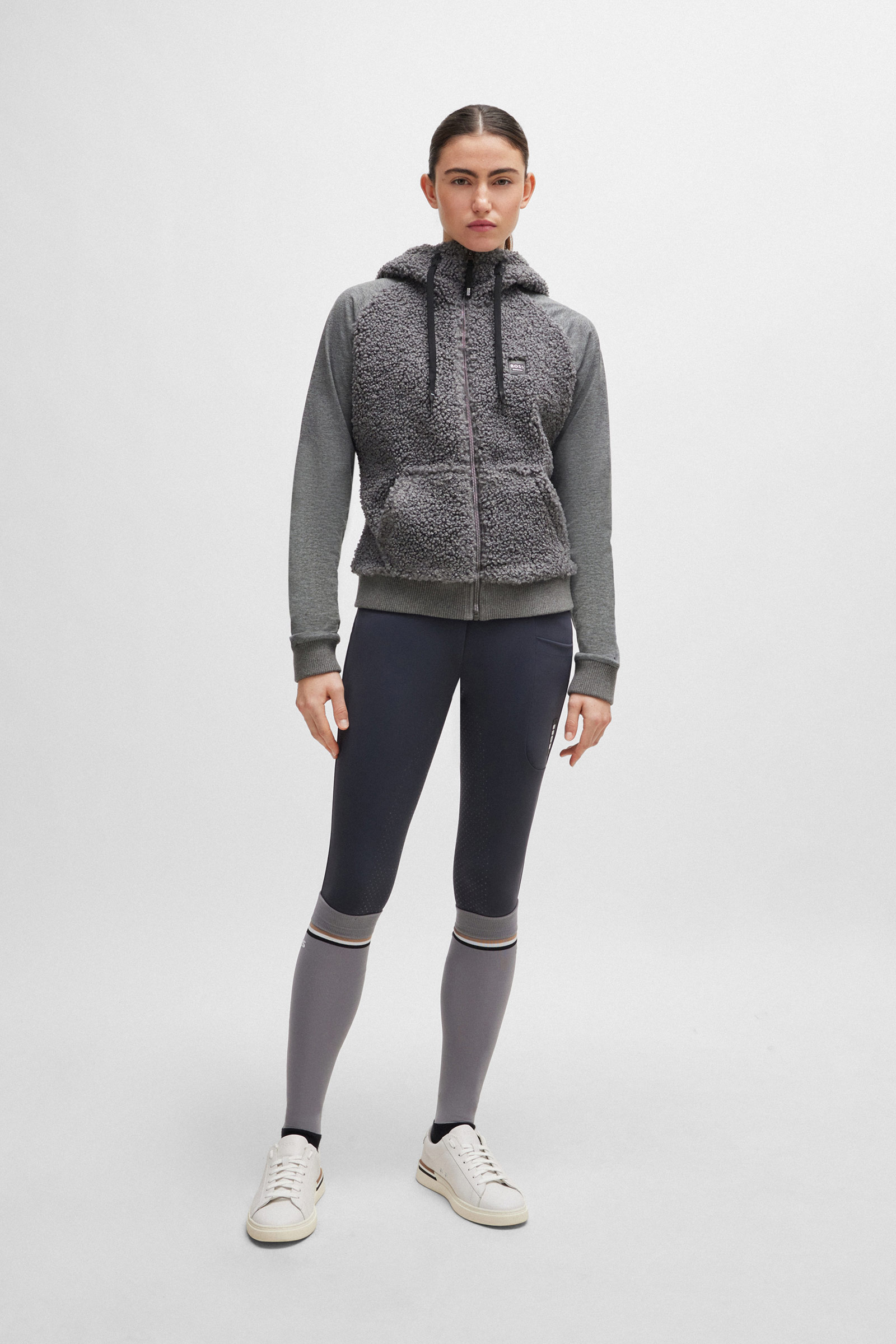 Felpa con cappuccio Boss Riva Teddy Hybrid Zip