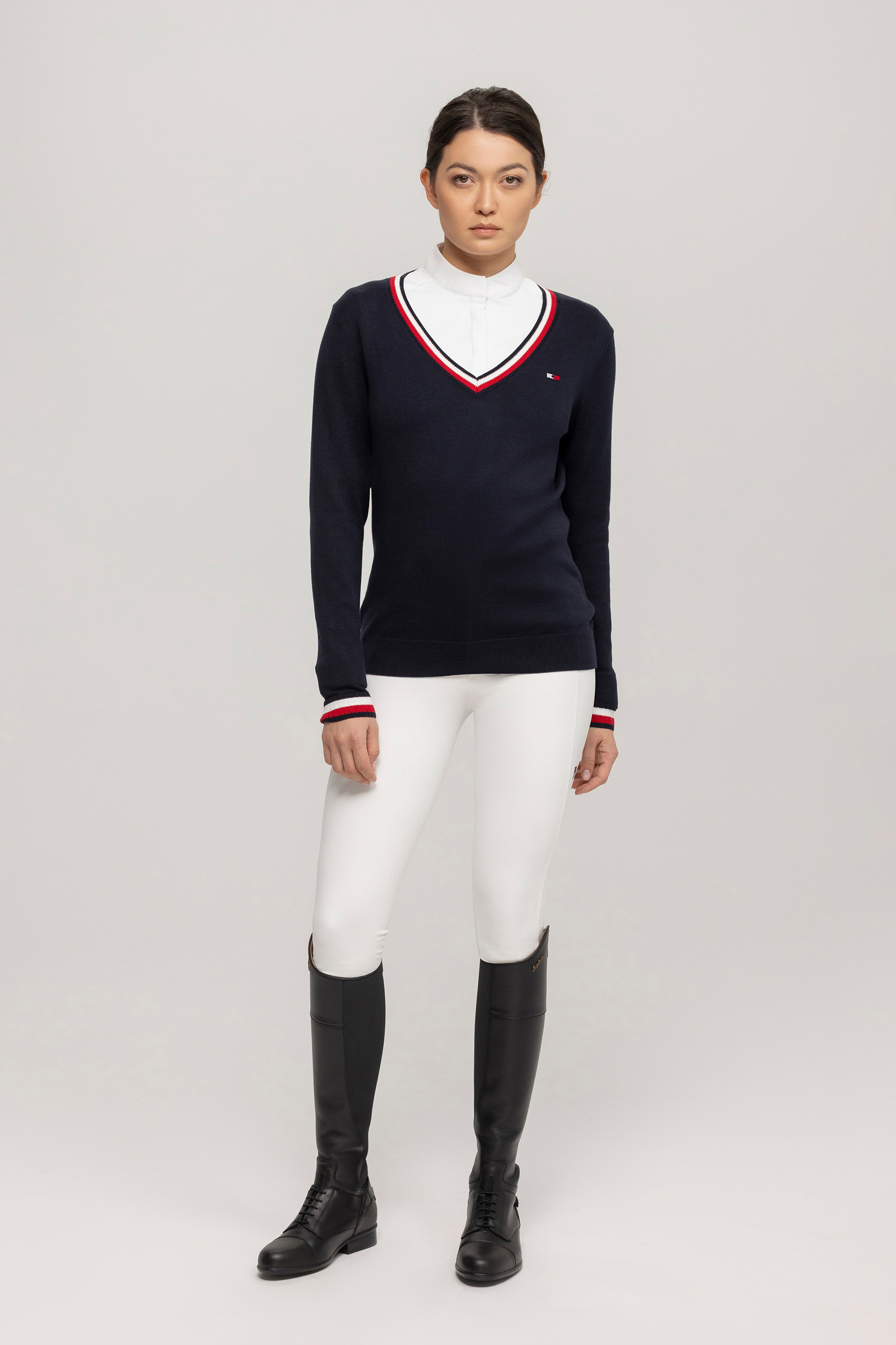 Tommy Hilfiger Equestrian Indiana maglione con scollo a V da donna