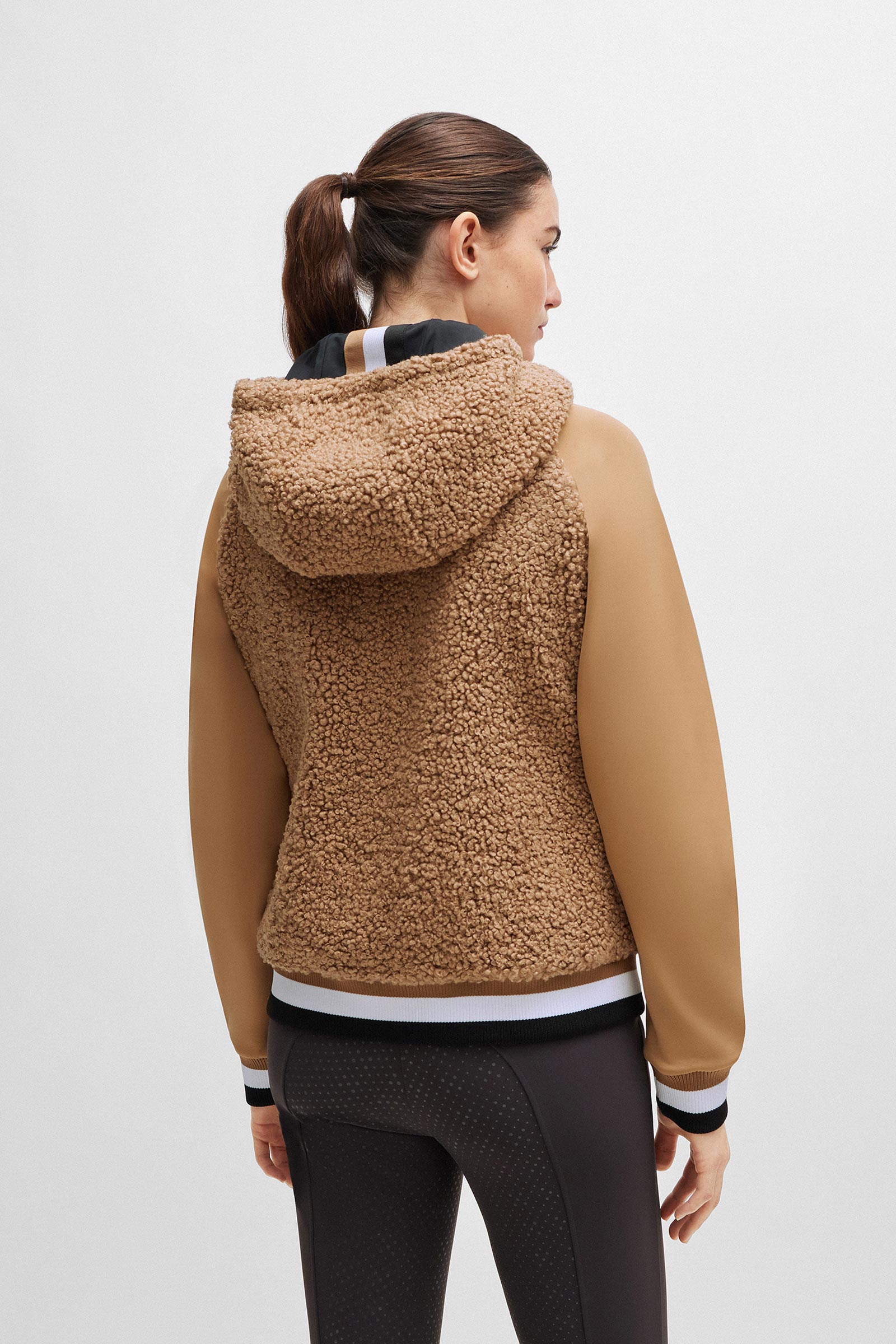 Felpa con cappuccio Boss Riva Teddy Hybrid Zip