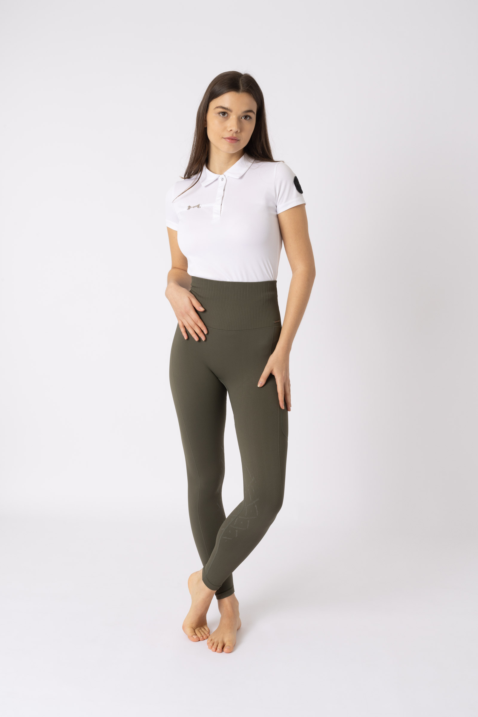 Horze Janine Leggins senza cuciture con grip al ginocchio e tasca per cellulare, da donna