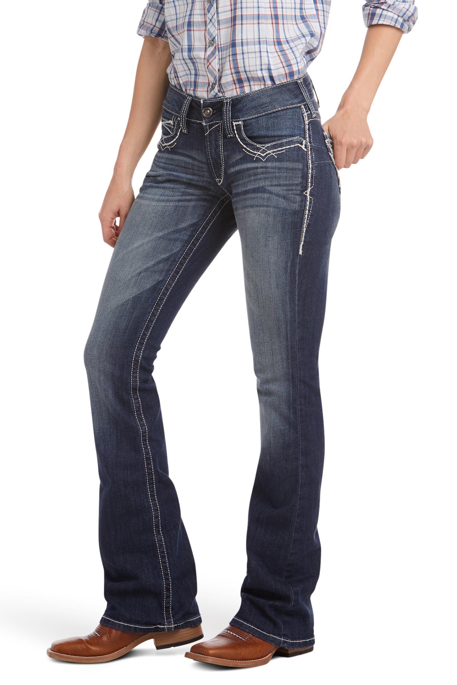 Ariat R.E.A.L. Mid Rise Stretch Entwined Jeans bootcut stretch donna a vita media