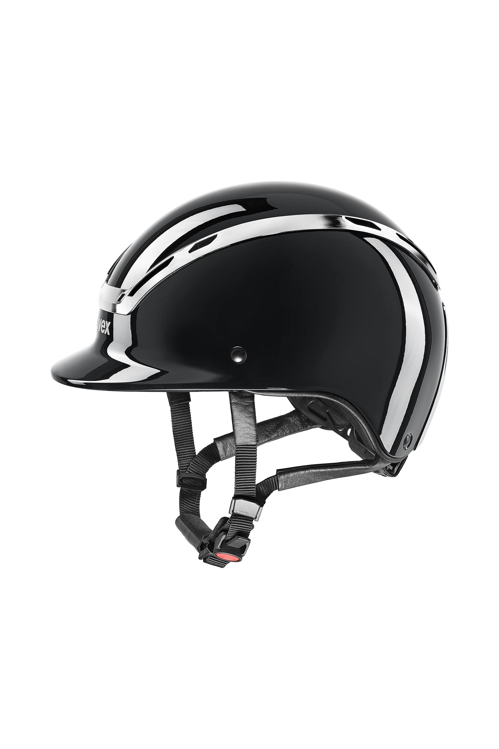black glossy Uvex Exxeed Shiny Chrome Casco da equitazione