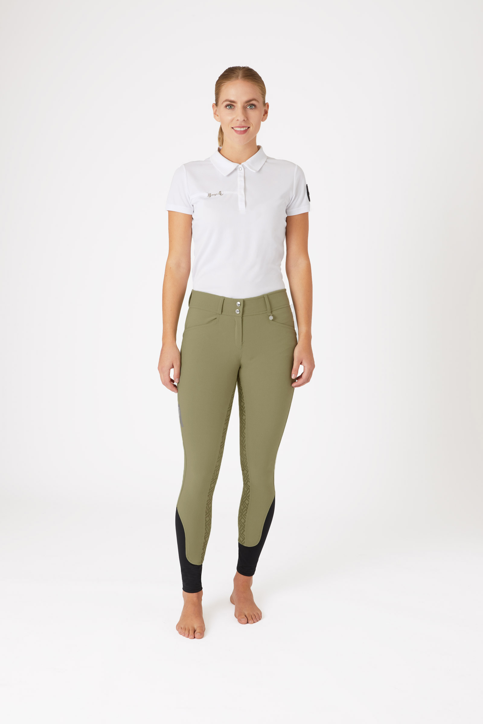 Horze Pantaloni da equitazione a vita alta con full grip in silicone, da donna