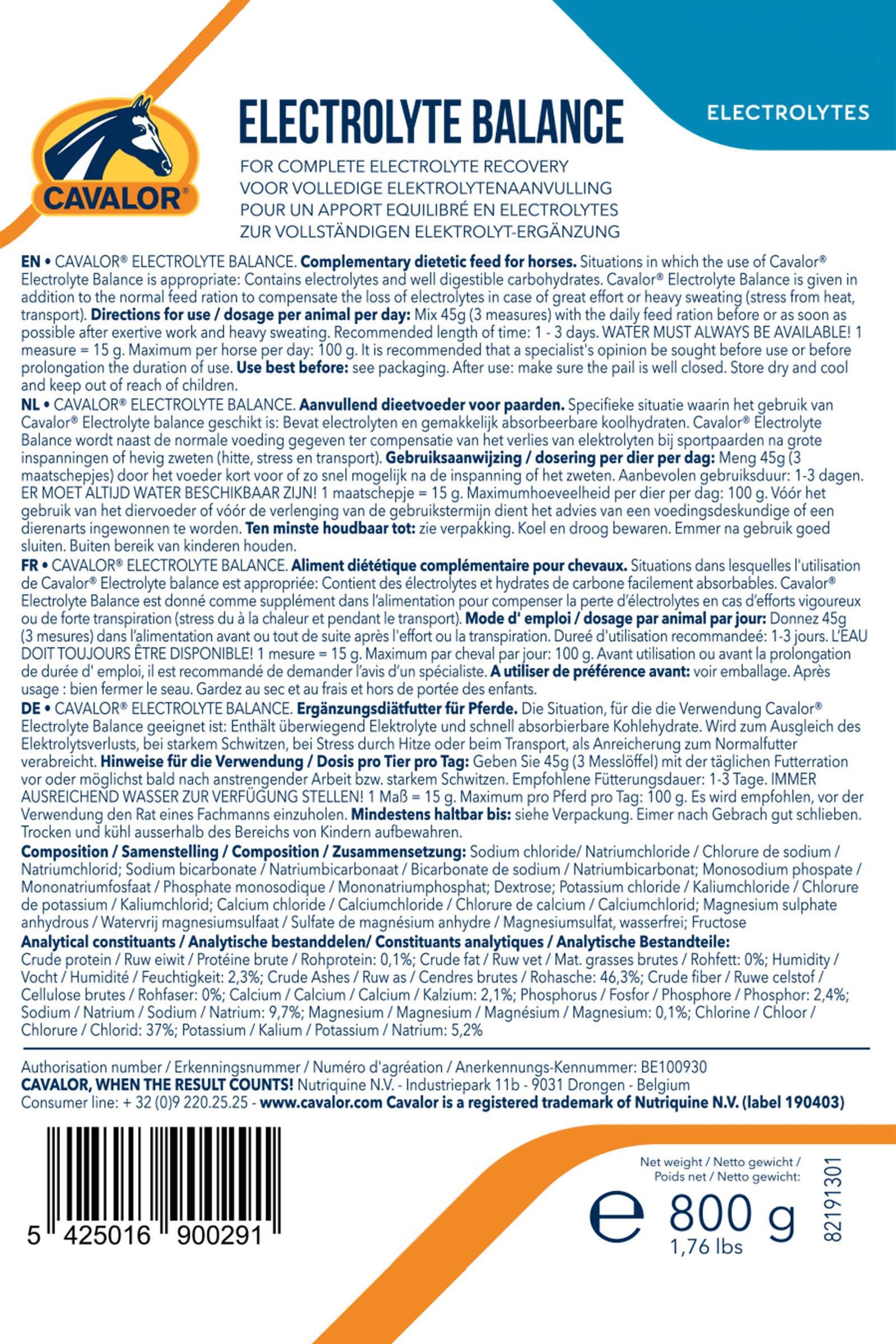 Cavalor Electrolyte Balance, 800 g