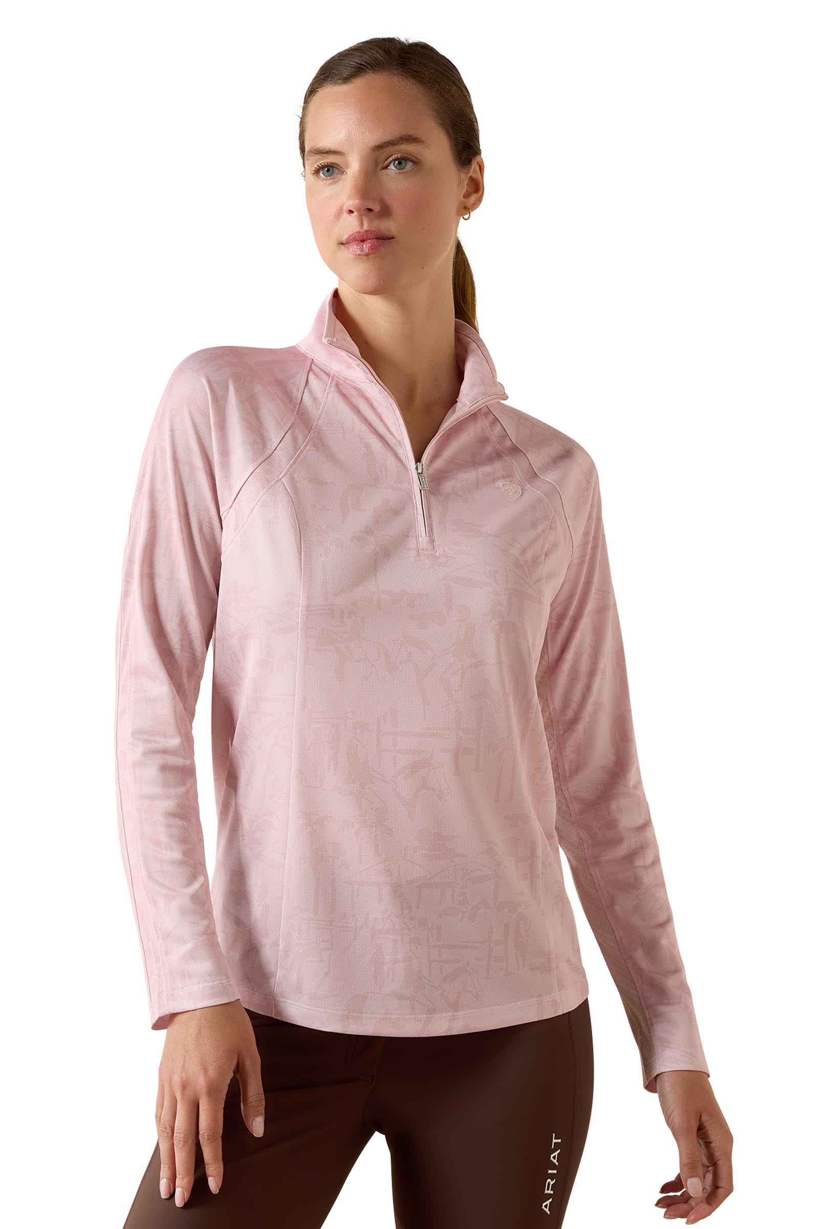 Sepia Rose Horse Park Ariat Baselayer Sunstopper 3.0 donna con zip 1/4