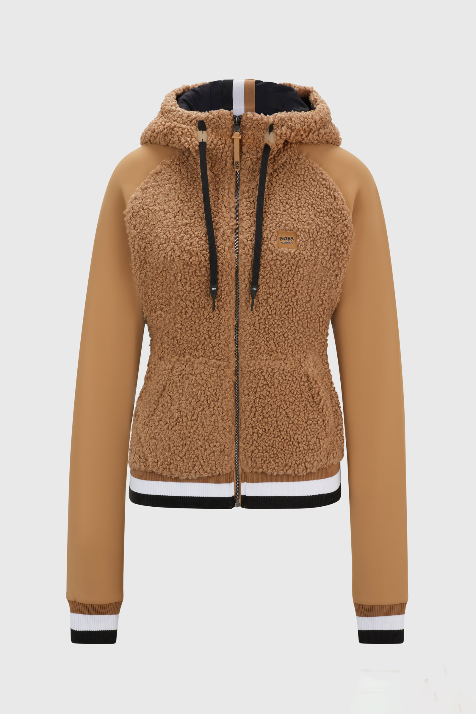 Felpa con cappuccio Boss Riva Teddy Hybrid Zip