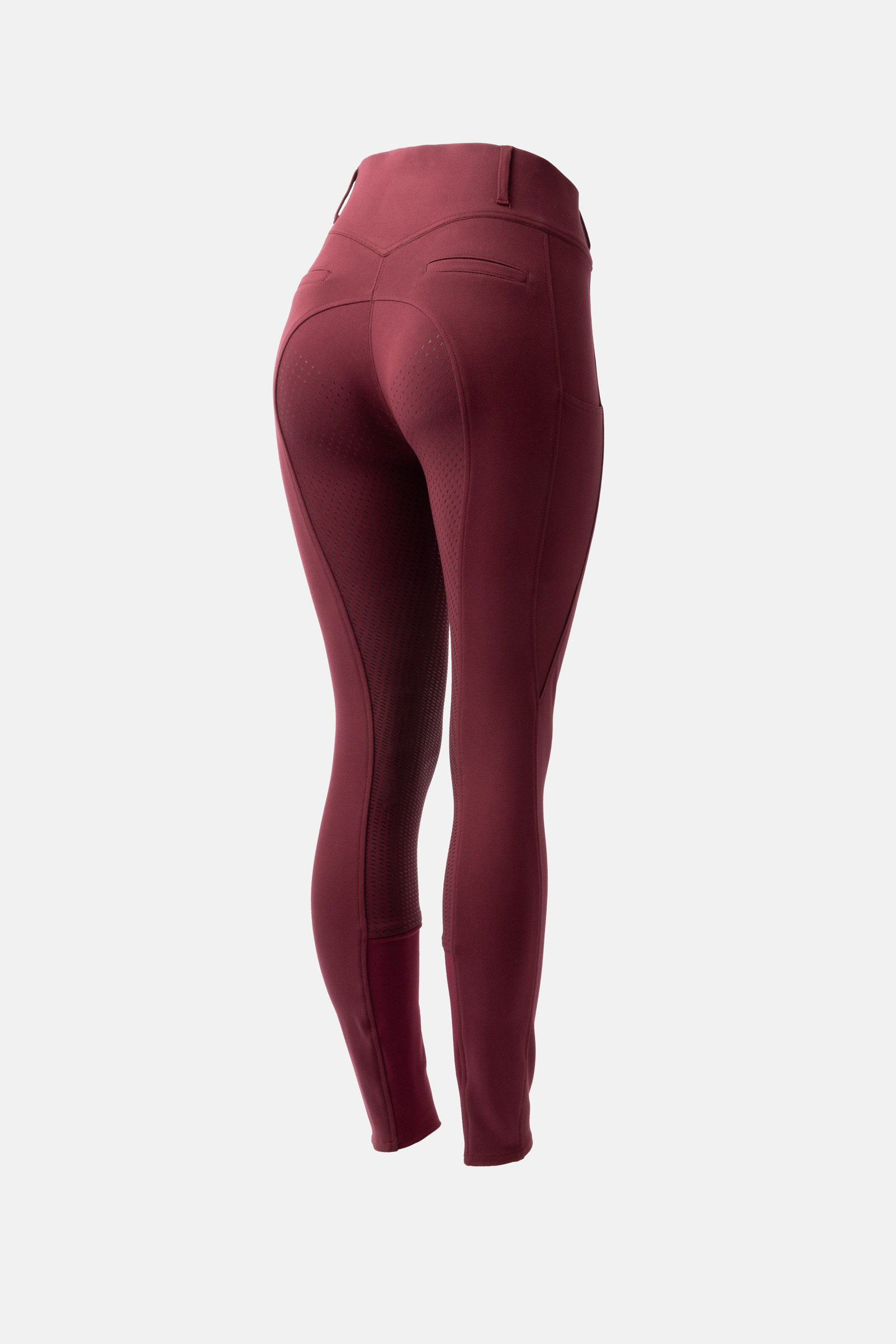 Burgundy brown Horze Mira Pantaloni da equitazione a vita alta con full seat in silicone da donna