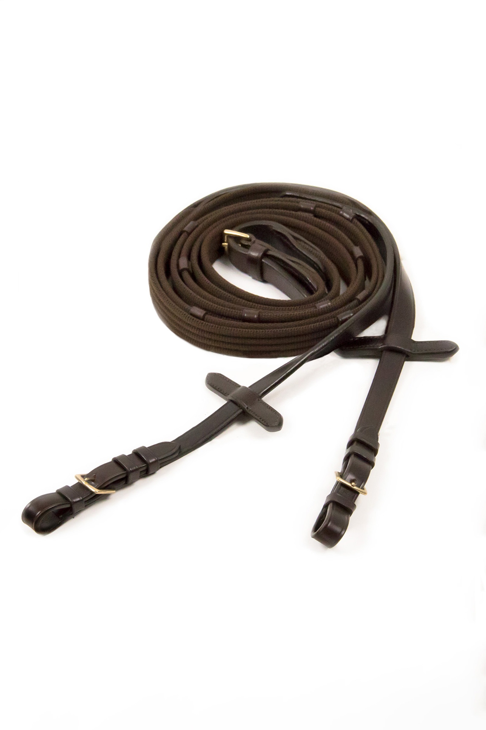 Dark Brown/Gold Redini Schockemöhle Sports Web con fibbie, 5 stop, tappo martingala