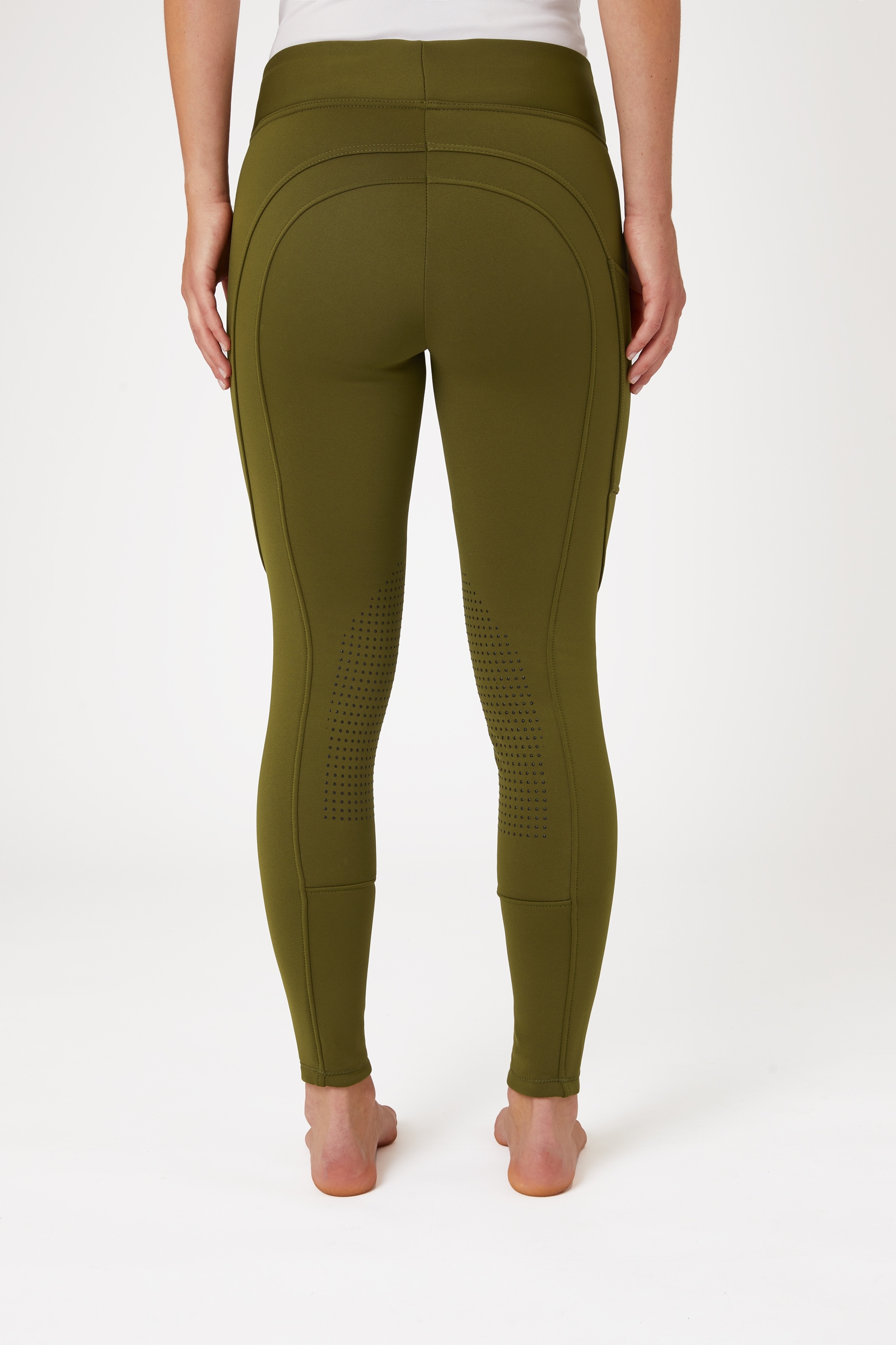 Horze Active Leggins invernali da equitazione per donna con grip al ginocchio e tasca per telefono