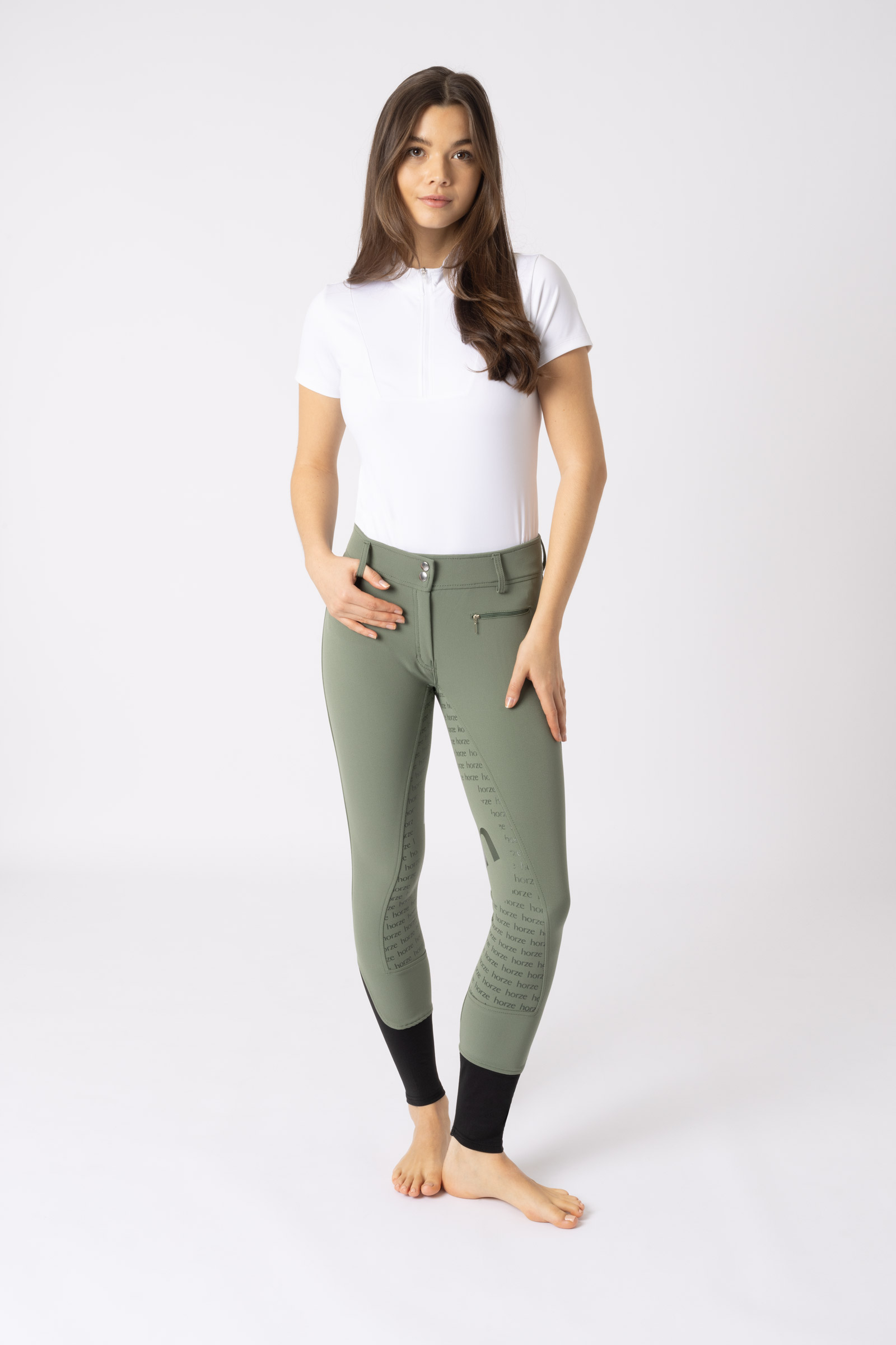Pantaloni da equitazione a vita alta con full seat in silicone da donna