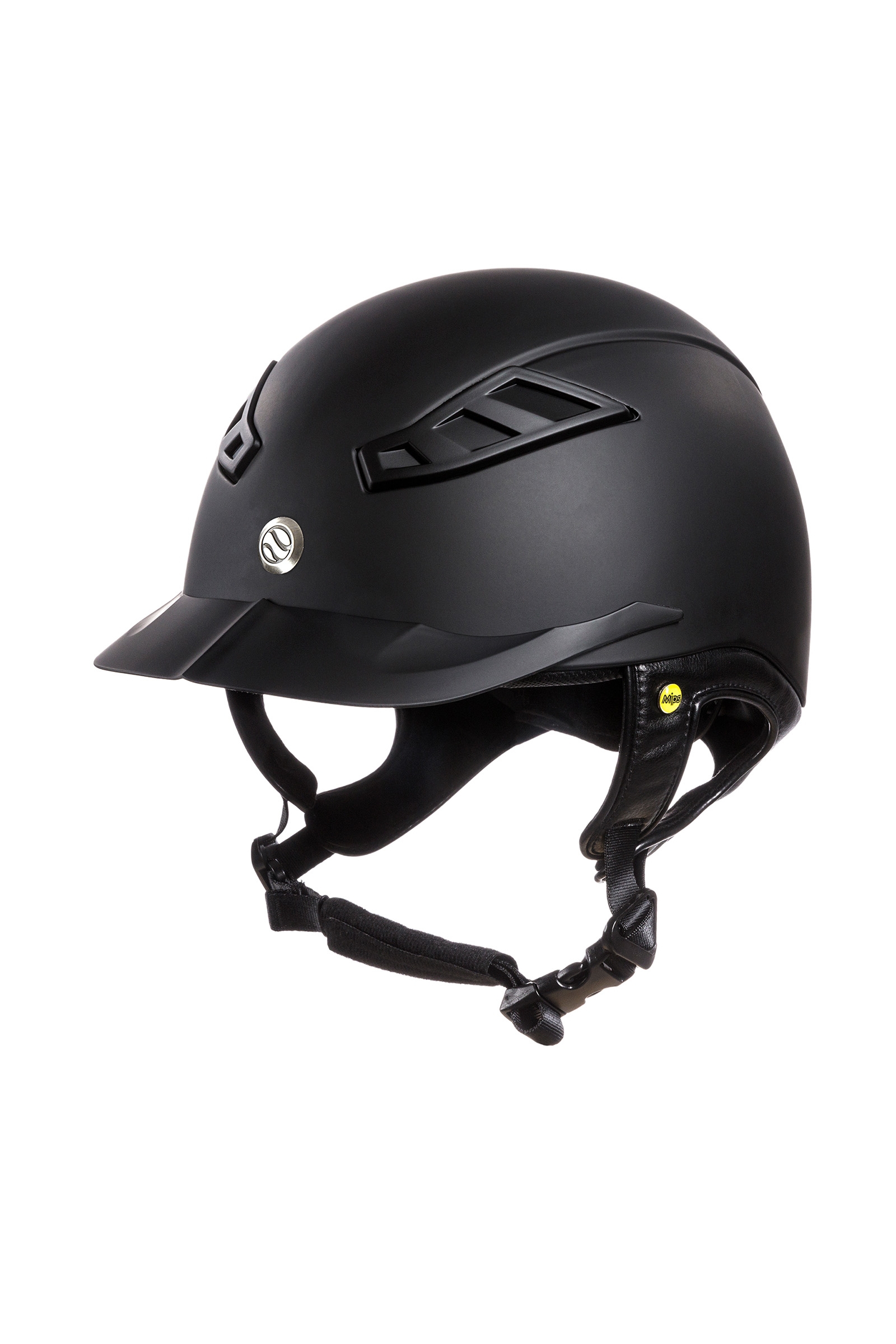 Black Back on Track EQ3 MIPS Casco da equitazione con superficie superiore liscia