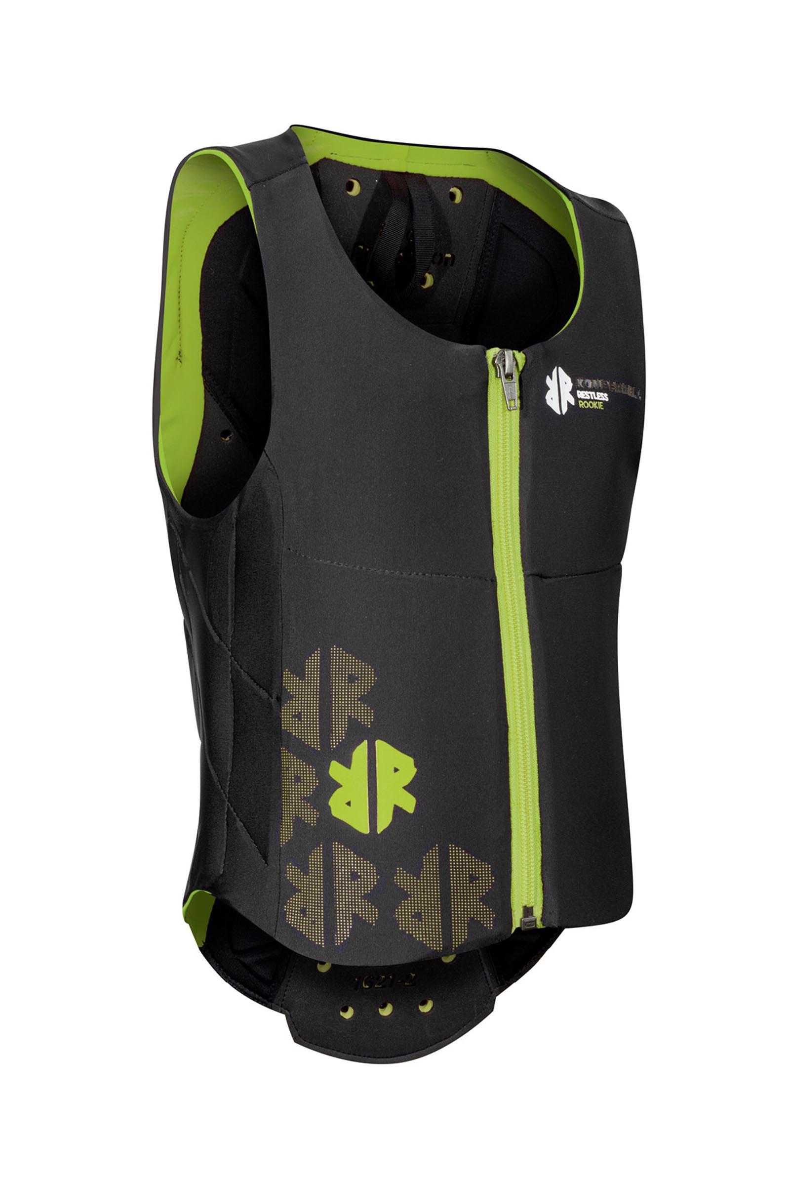 Black/Lime Green Komperdell gilet balistico per bambini con paraschiena