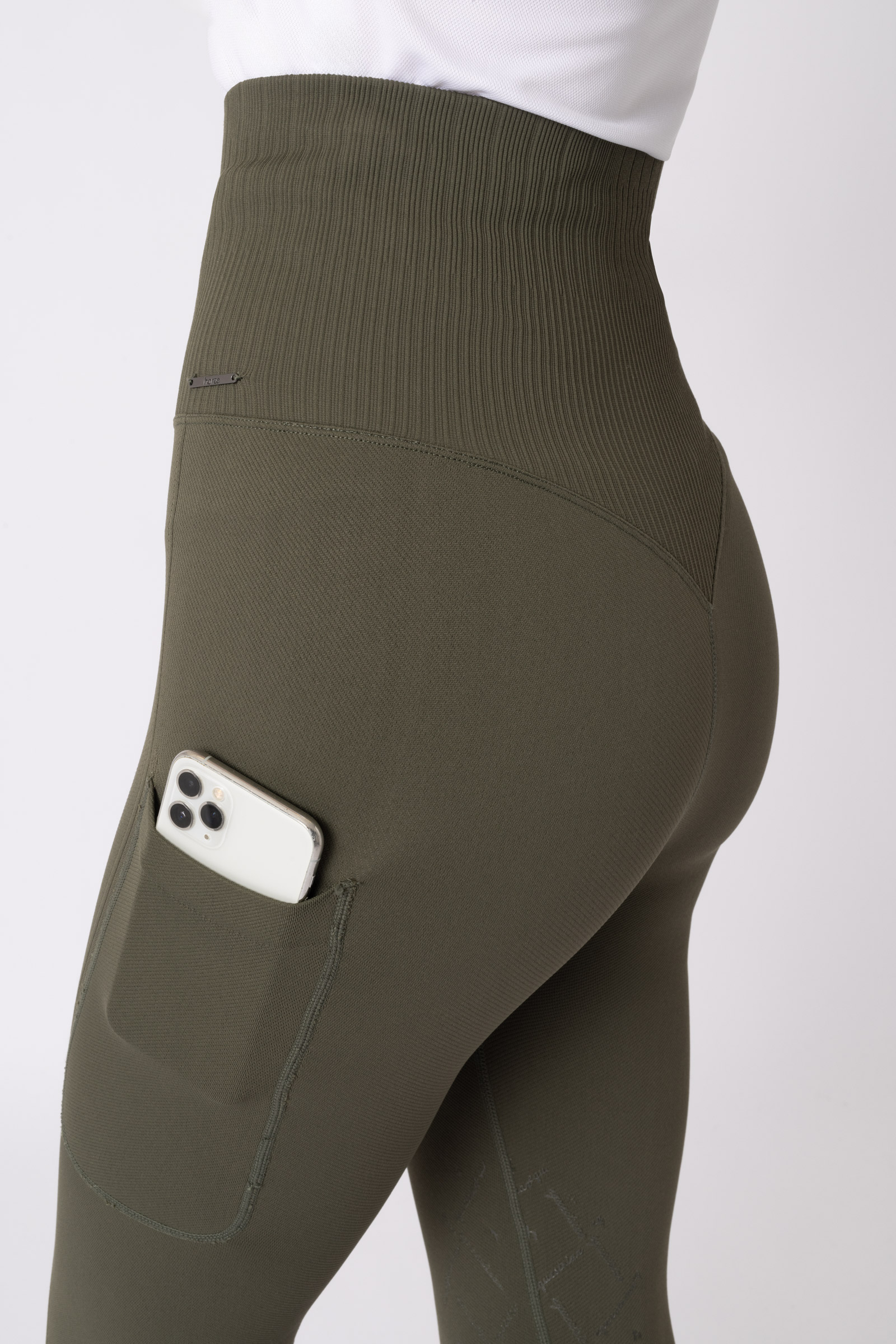 Horze Janine Leggins senza cuciture con grip al ginocchio e tasca per cellulare, da donna