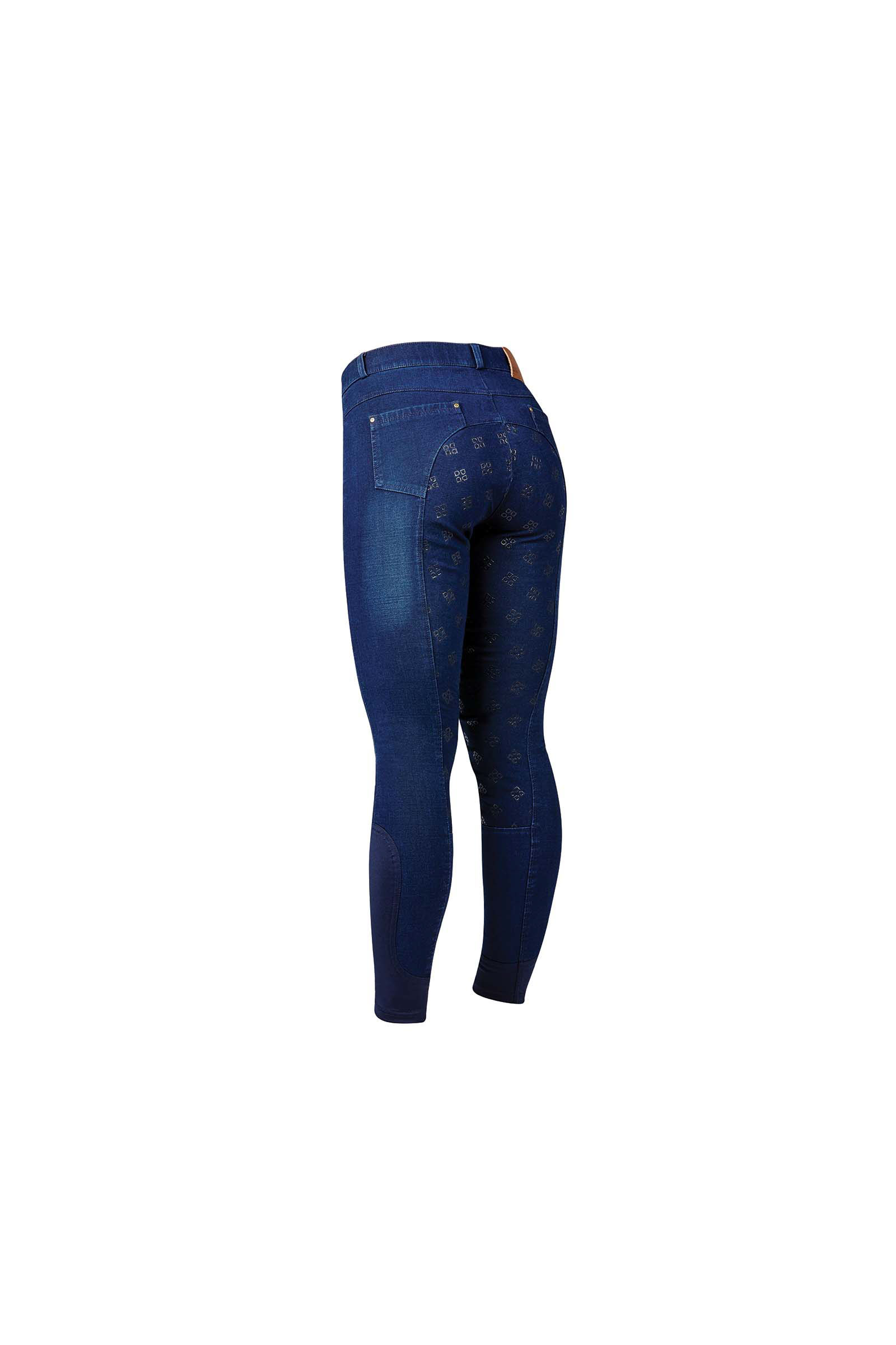 Light Denim Blue Dublin Shona Pantaloni da equitazione in denim con full seat stampato in silicone, per donna