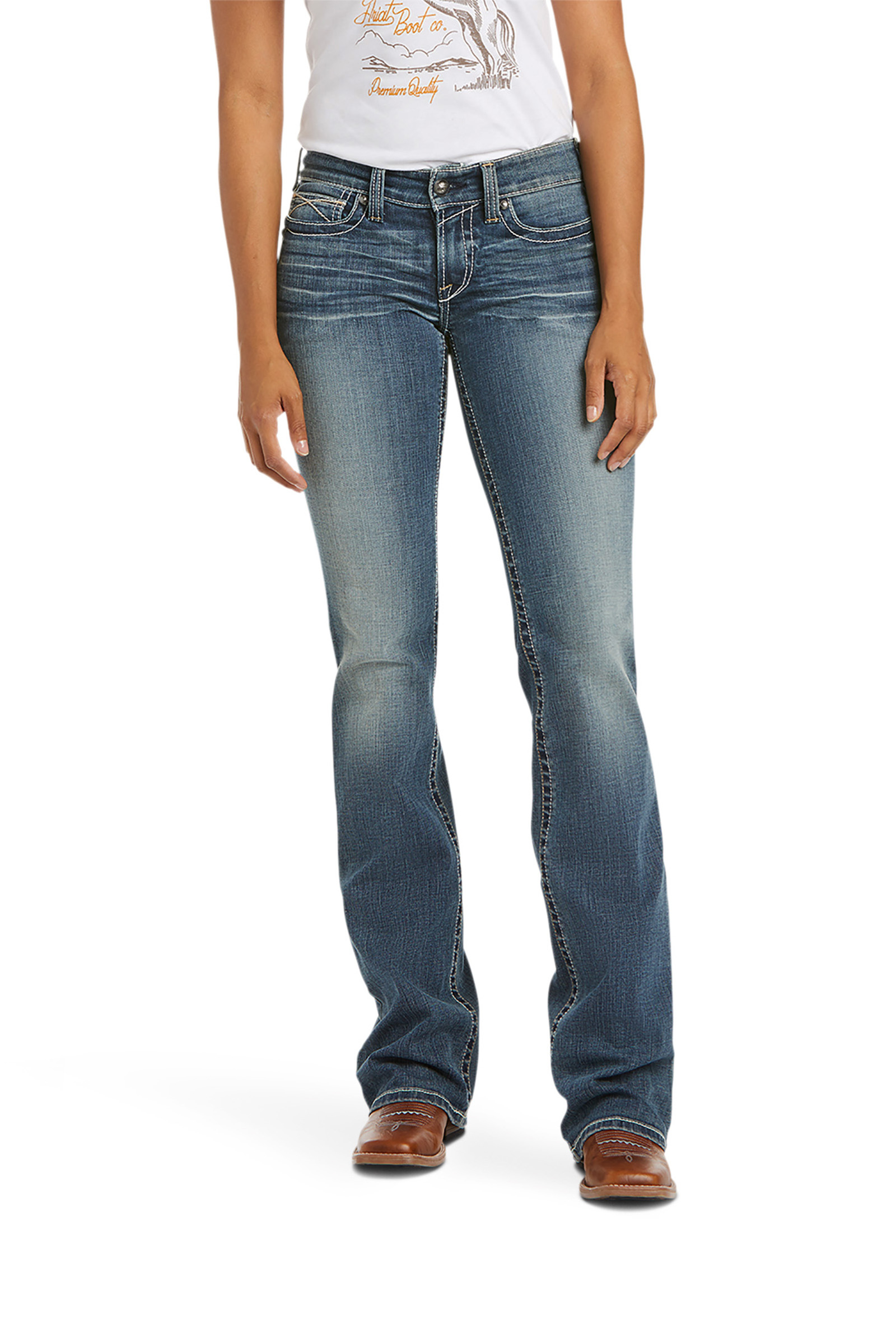 Ariat Whipstitch R.E.A.L. Bootcut stretch jeans con vita media