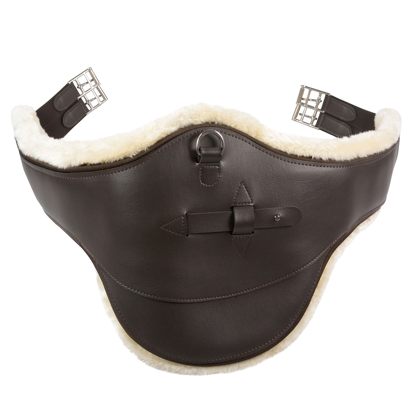 Marrone scuro Horze Atlanta Sottopancia di protezione per speroni con fodera in pile